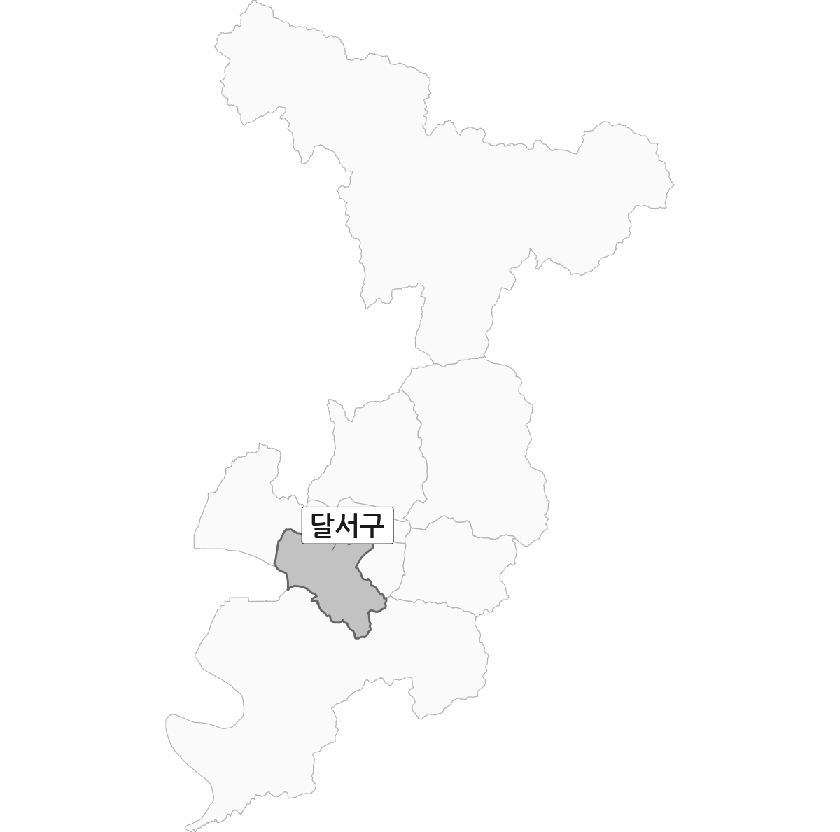 대구광역시 범위 내 달서구 행정구역 경계 지도
