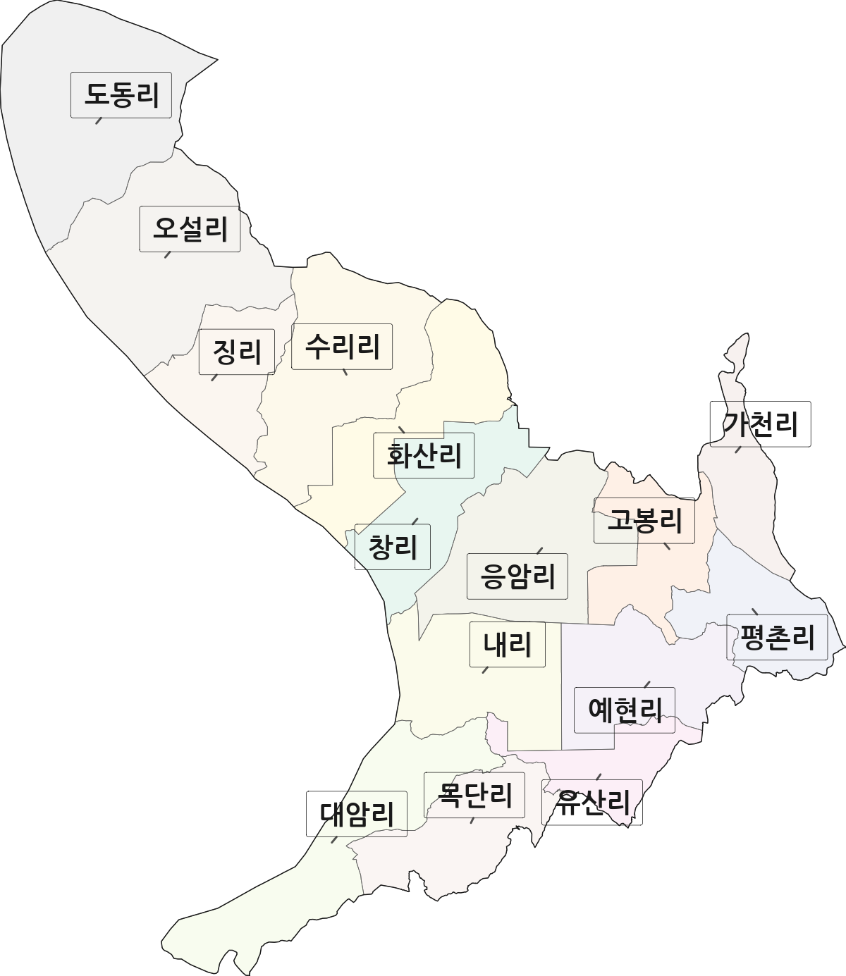 대구광역시 달성군 구지면 법정동 리 구분 행정구역 경계 지도