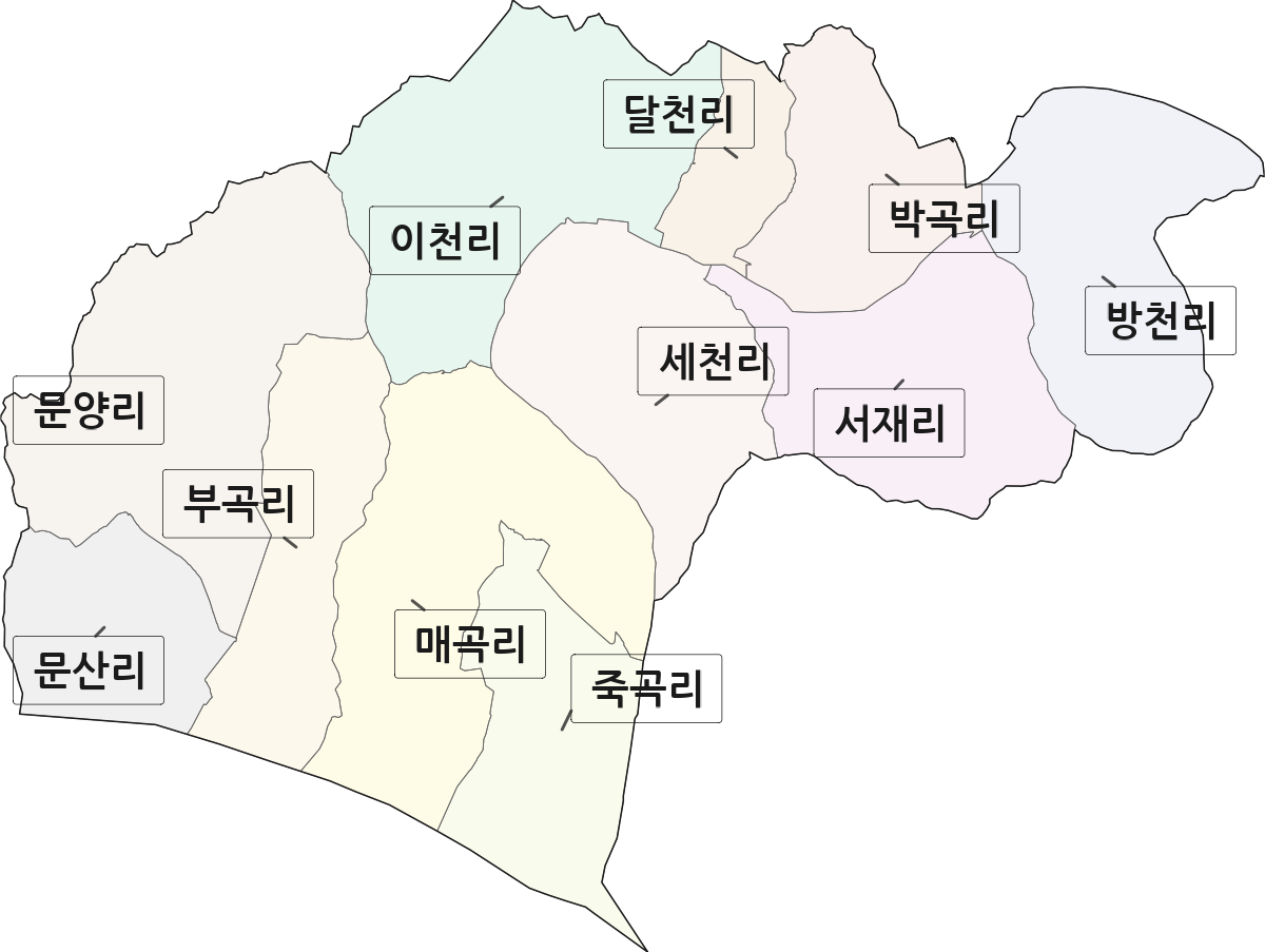 대구광역시 달성군 다사읍 법정동 리 구분 행정구역 경계 지도