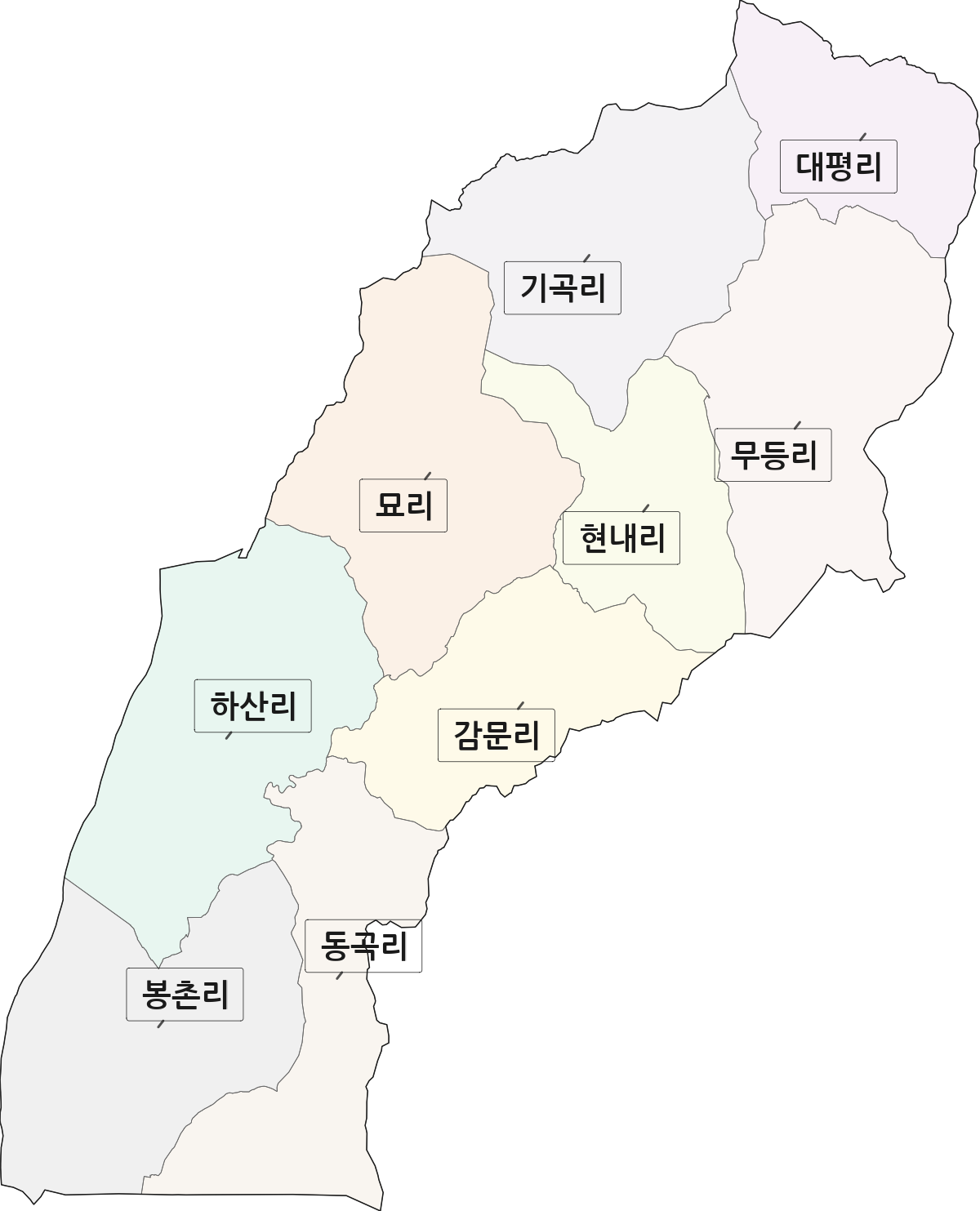 대구광역시 달성군 하빈면 법정동 리 구분 행정구역 경계 지도