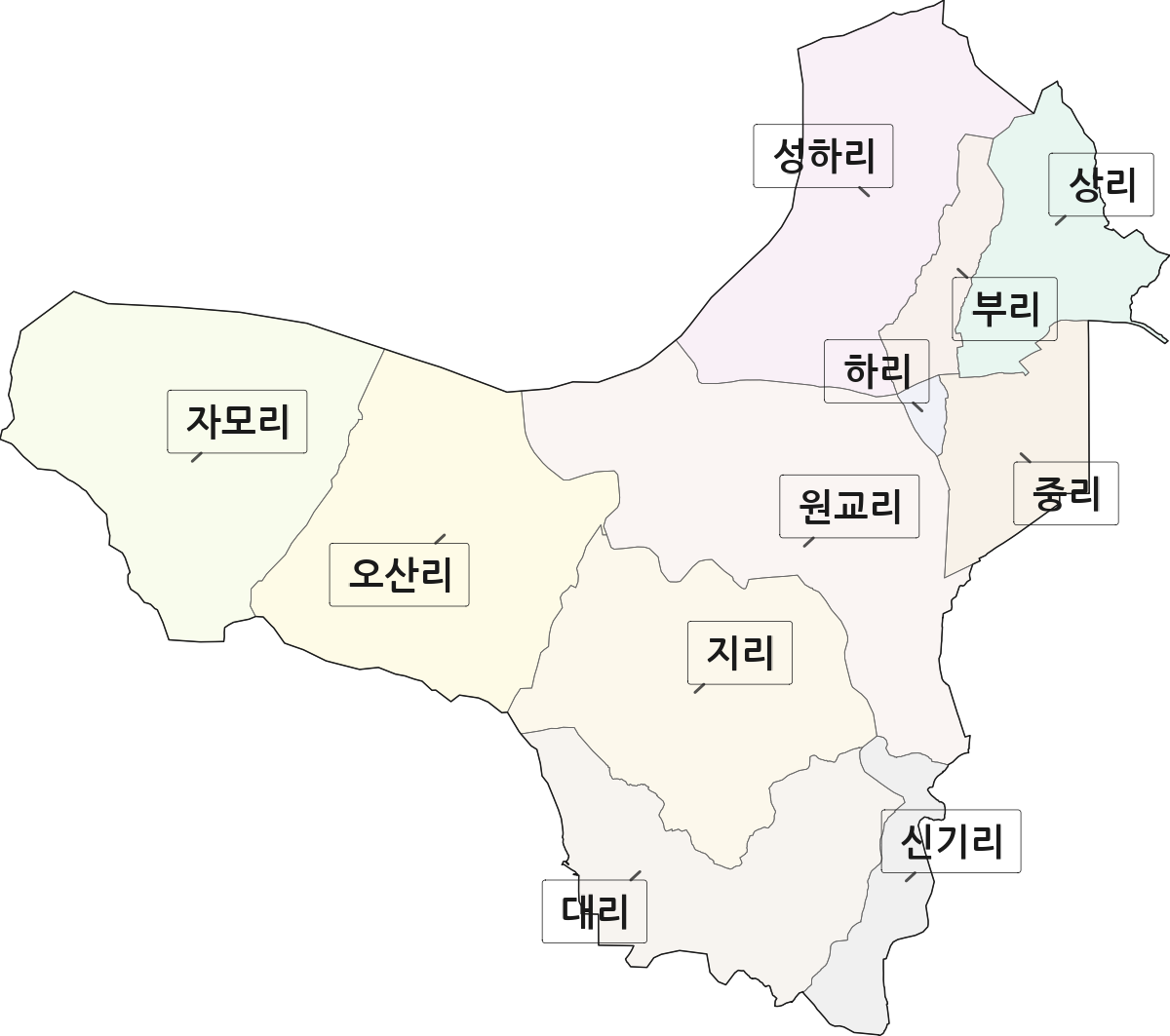 대구광역시 달성군 현풍읍 법정동 리 구분 행정구역 경계 지도