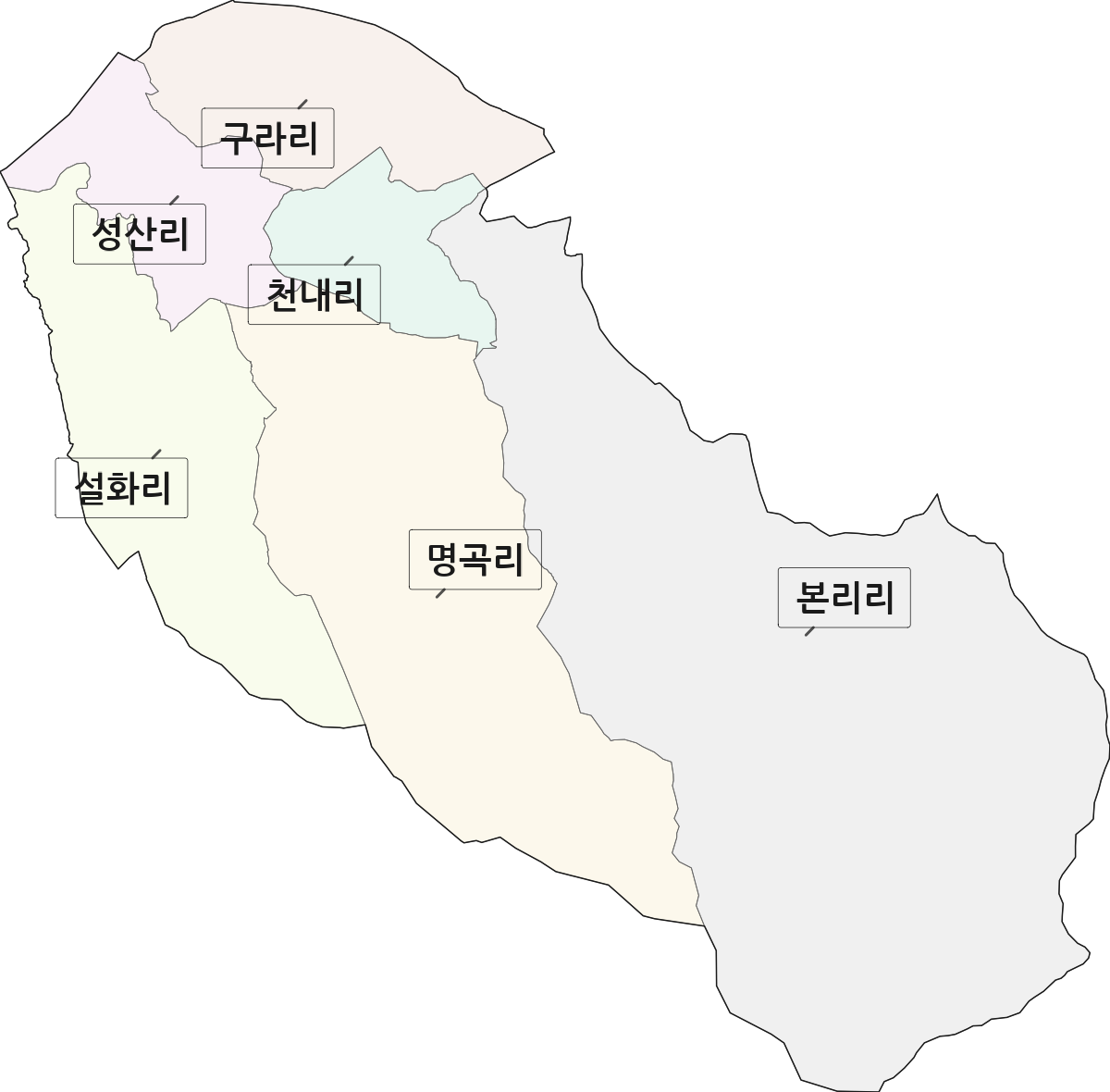 대구광역시 달성군 화원읍 법정동 리 구분 행정구역 경계 지도