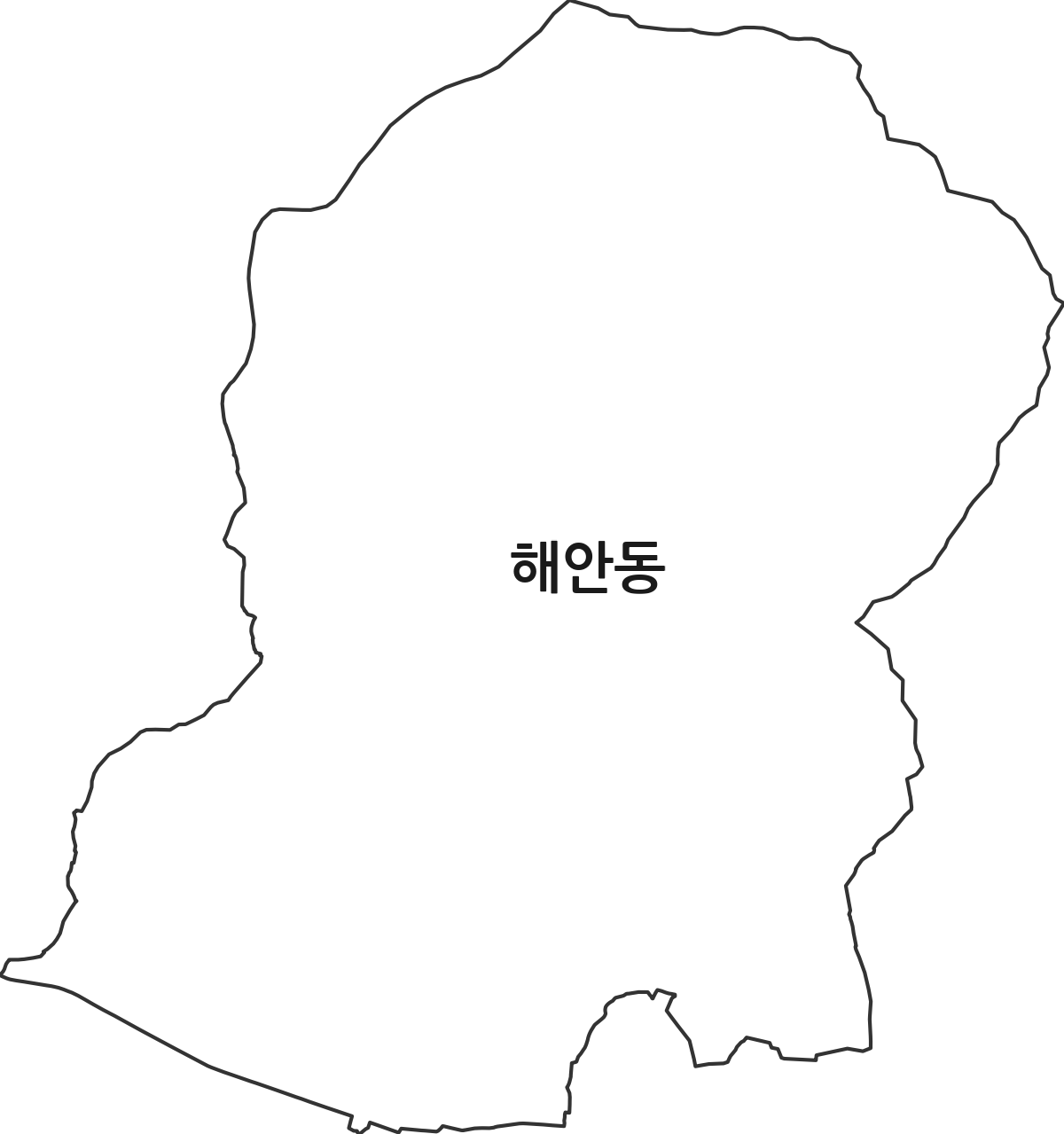 대구광역시 동구 해안동 행정동 행정구역 경계 지도