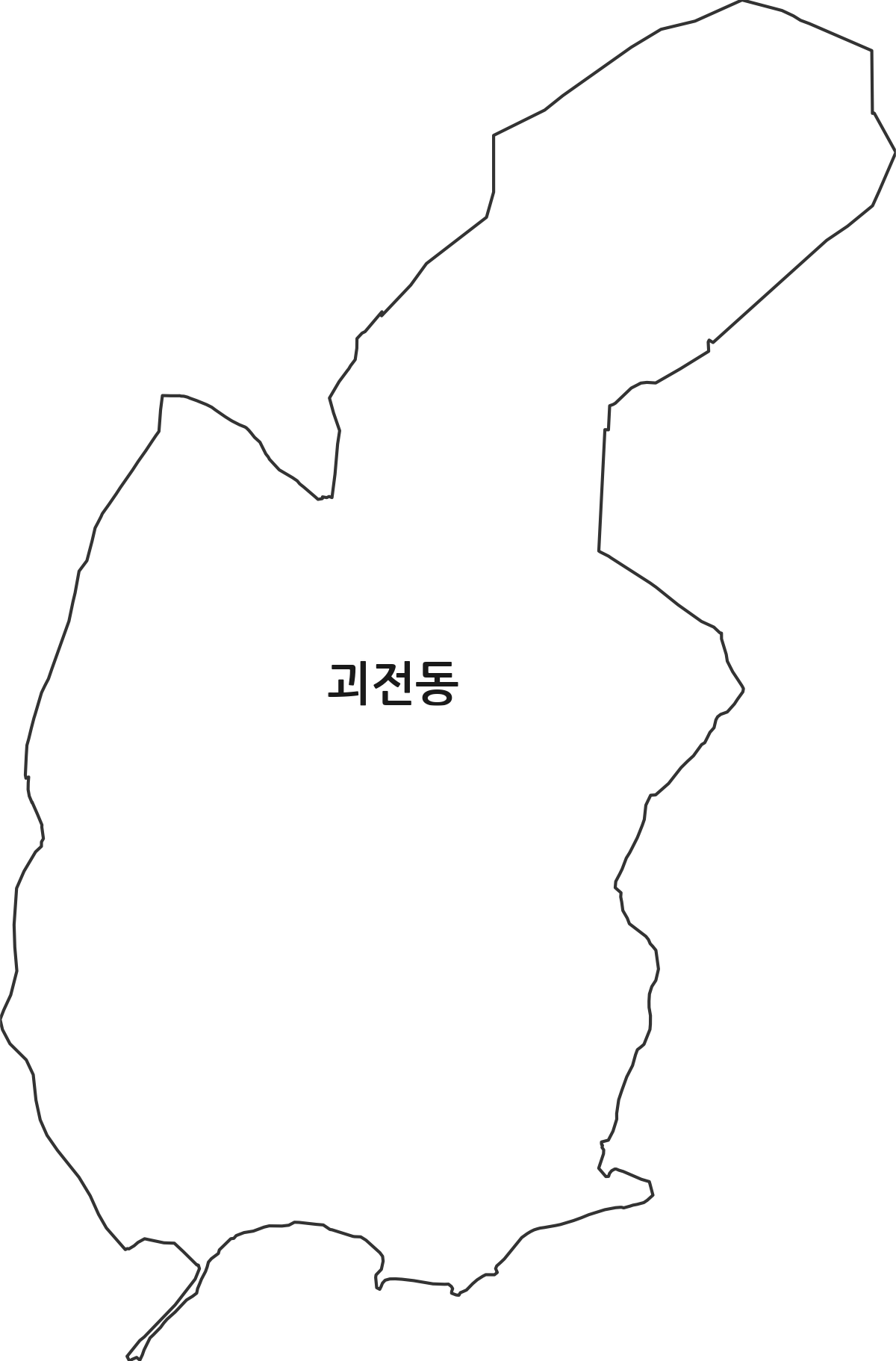 대구광역시 동구 괴전동 법정동 행정구역 경계 지도