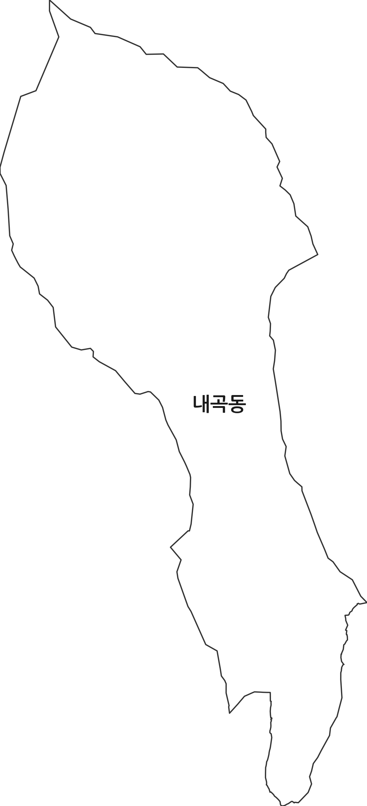 대구광역시 동구 내곡동 법정동 행정구역 경계 지도
