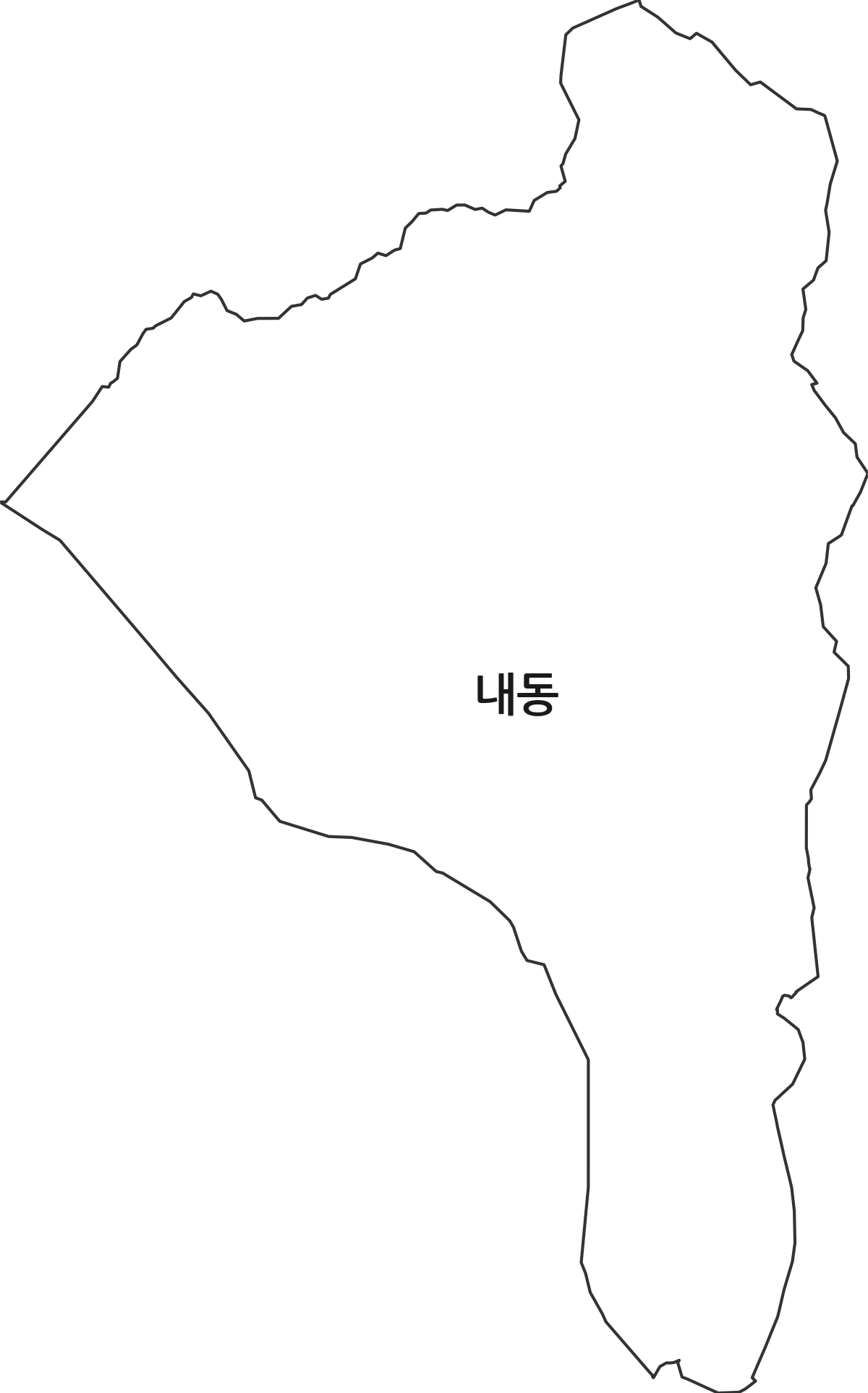 대구광역시 동구 내동 법정동 행정구역 경계 지도