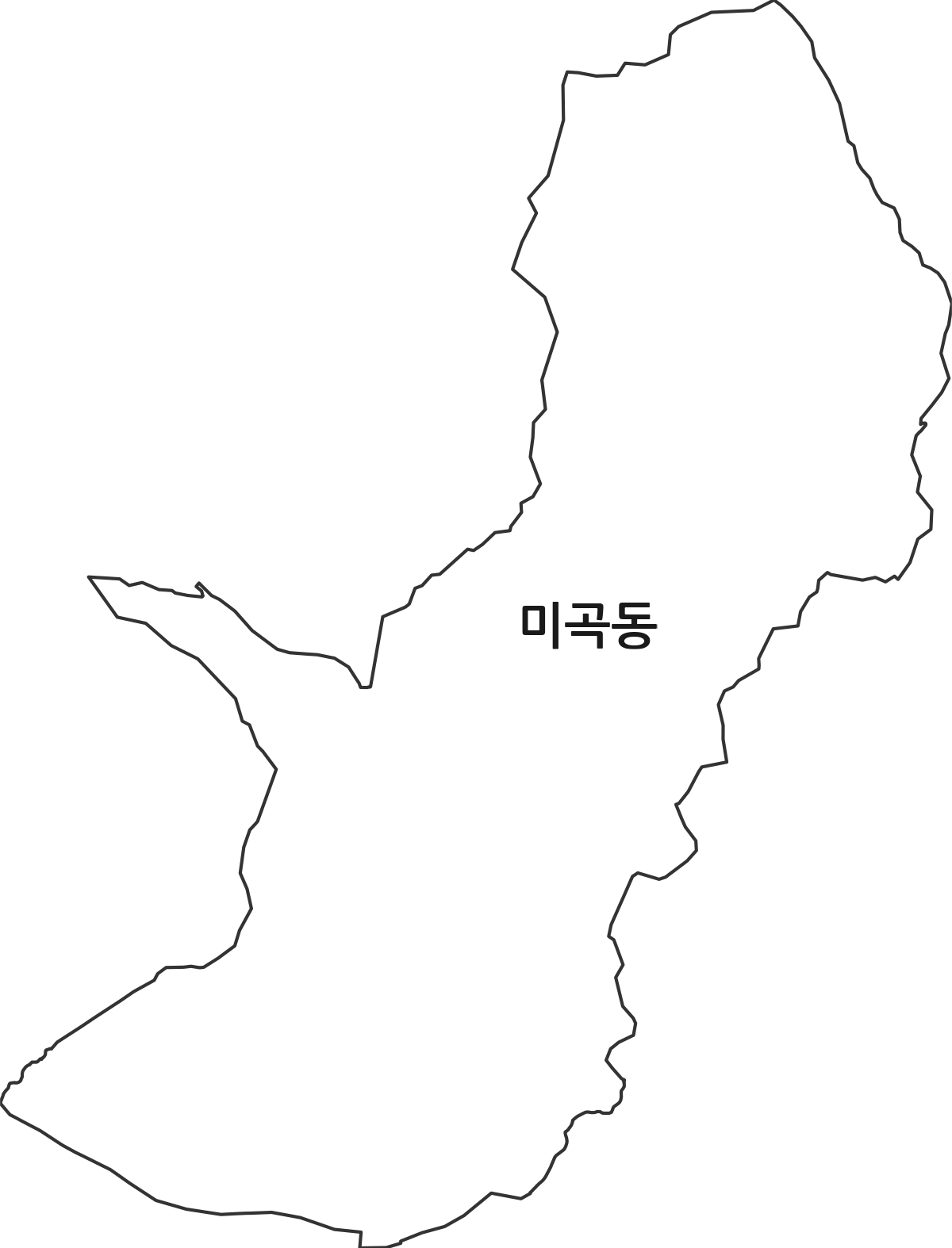 대구광역시 동구 미곡동 법정동 행정구역 경계 지도