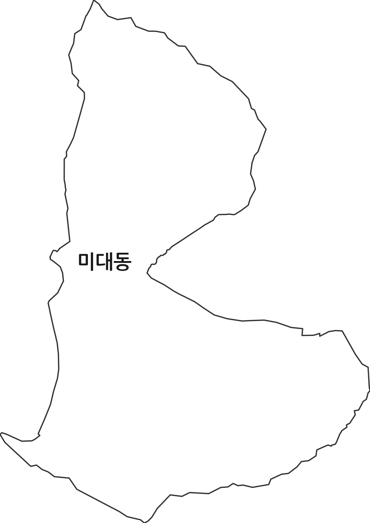 대구광역시 동구 미대동 법정동 행정구역 경계 지도