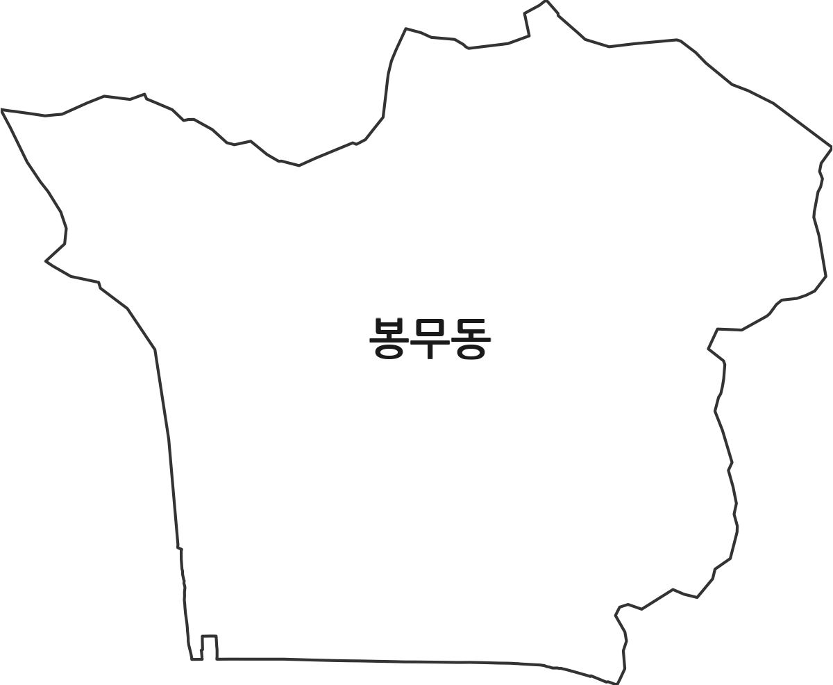 대구광역시 동구 봉무동 법정동 행정구역 경계 지도