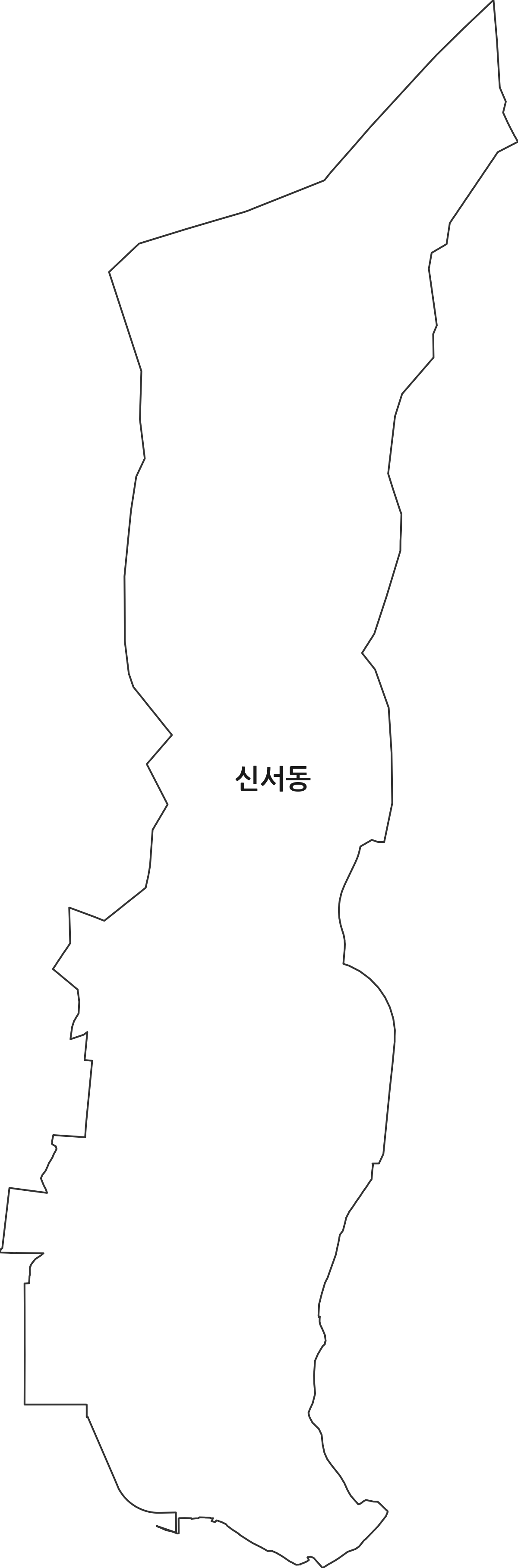 대구광역시 동구 신서동 법정동 행정구역 경계 지도