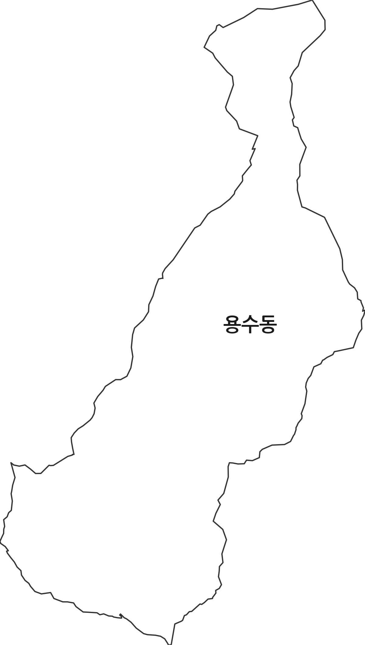 대구광역시 동구 용수동 법정동 행정구역 경계 지도