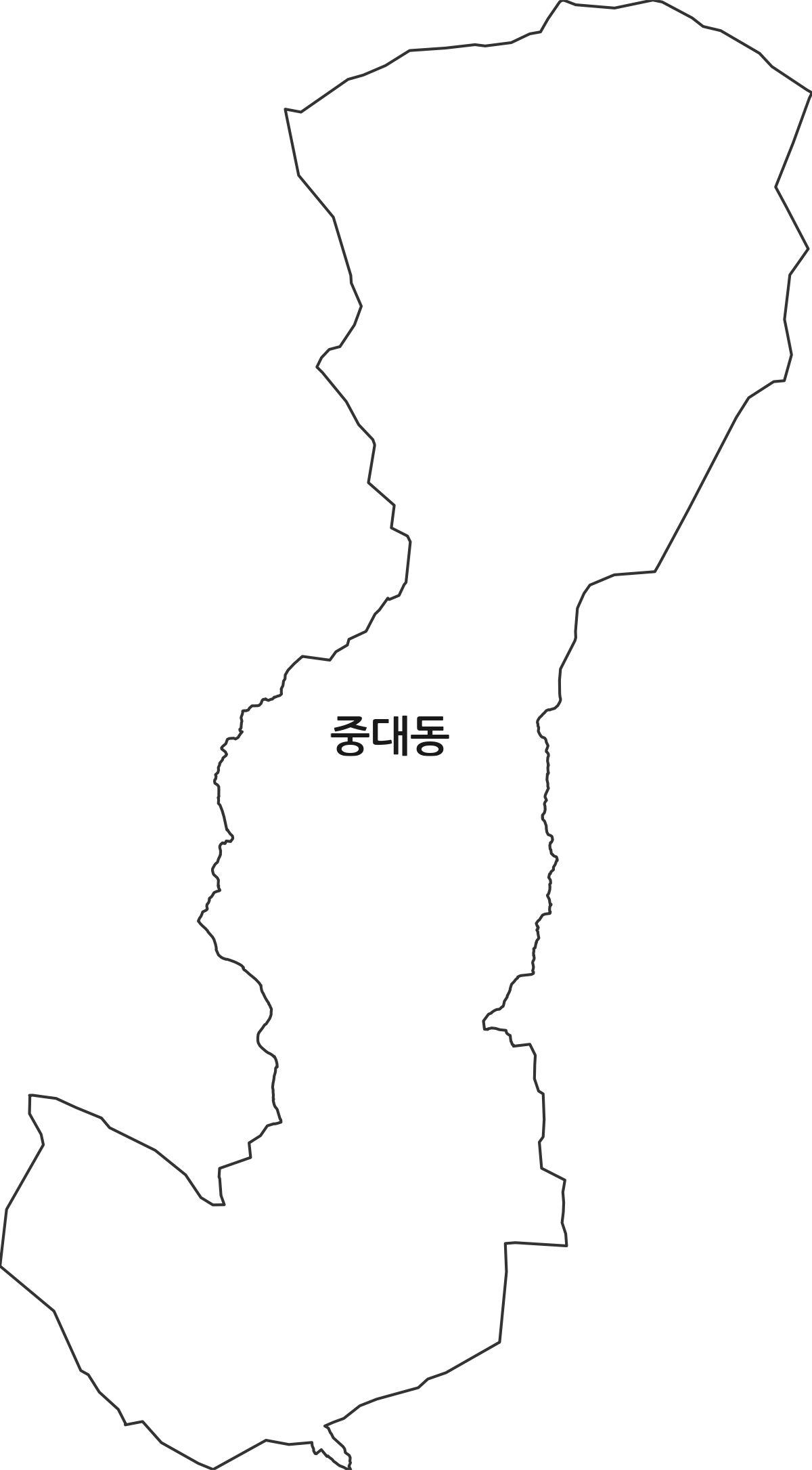 대구광역시 동구 중대동 법정동 행정구역 경계 지도