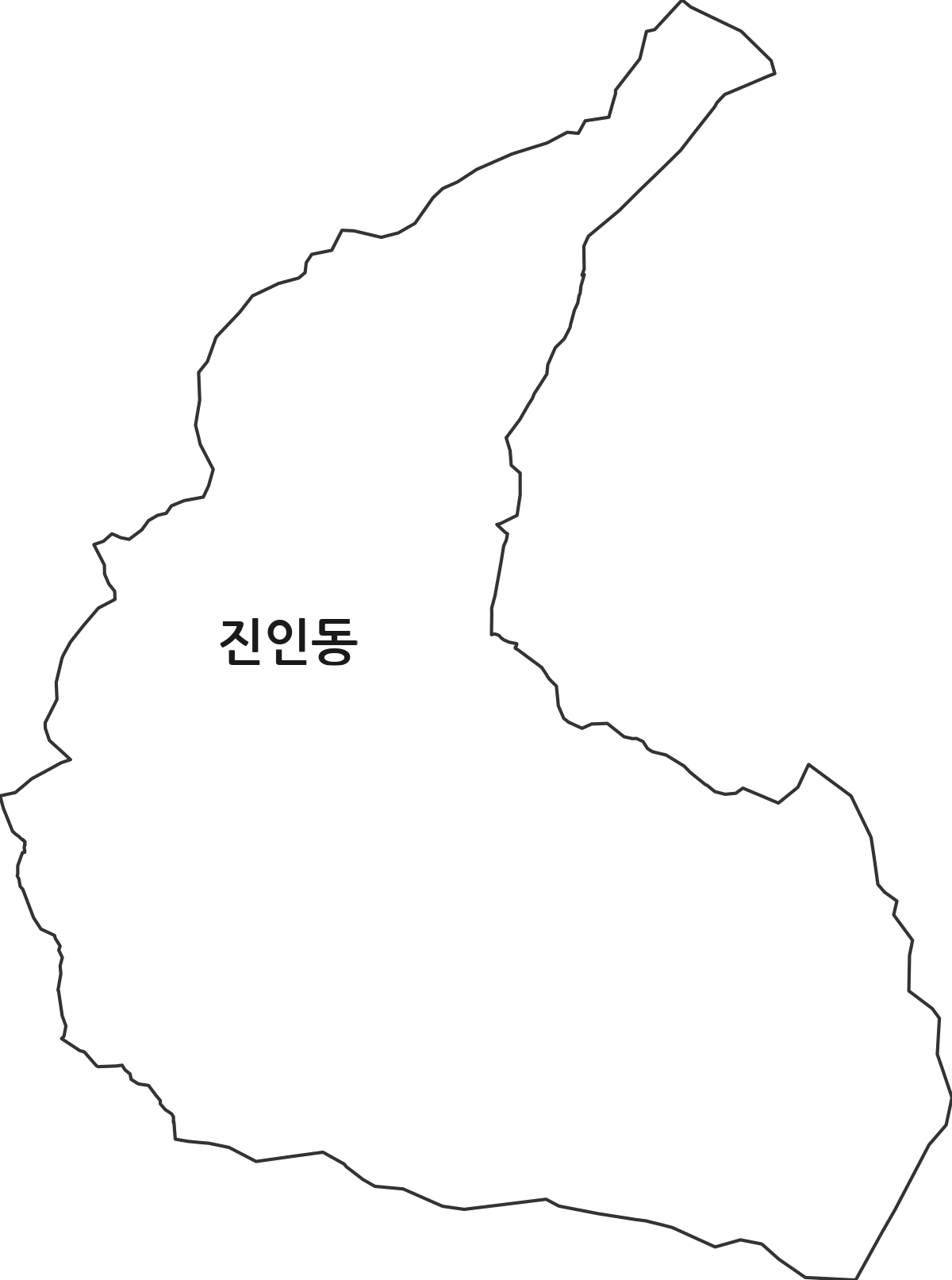 대구광역시 동구 진인동 법정동 행정구역 경계 지도