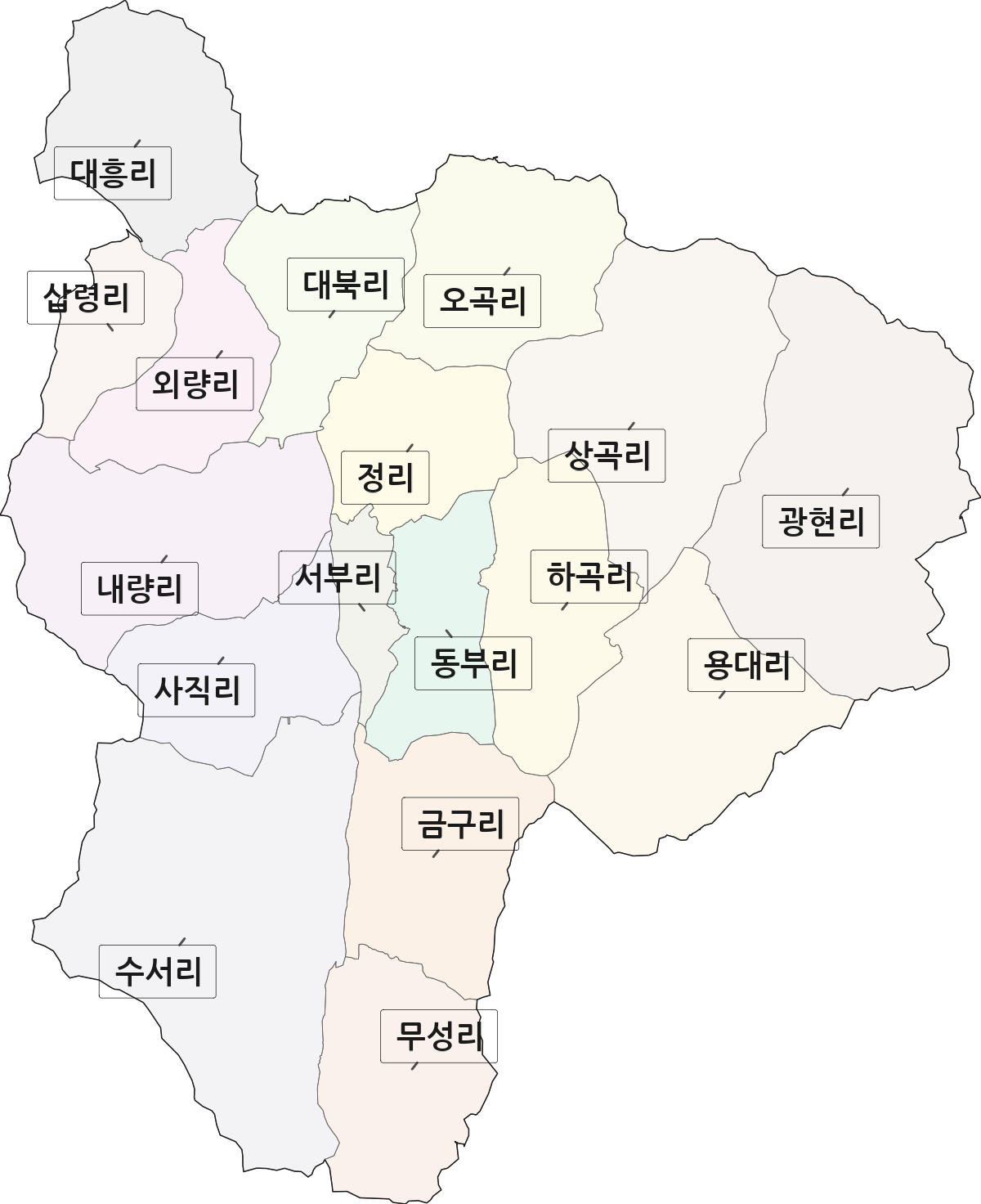 대구광역시 군위군 군위읍 법정동 리 구분 행정구역 경계 지도