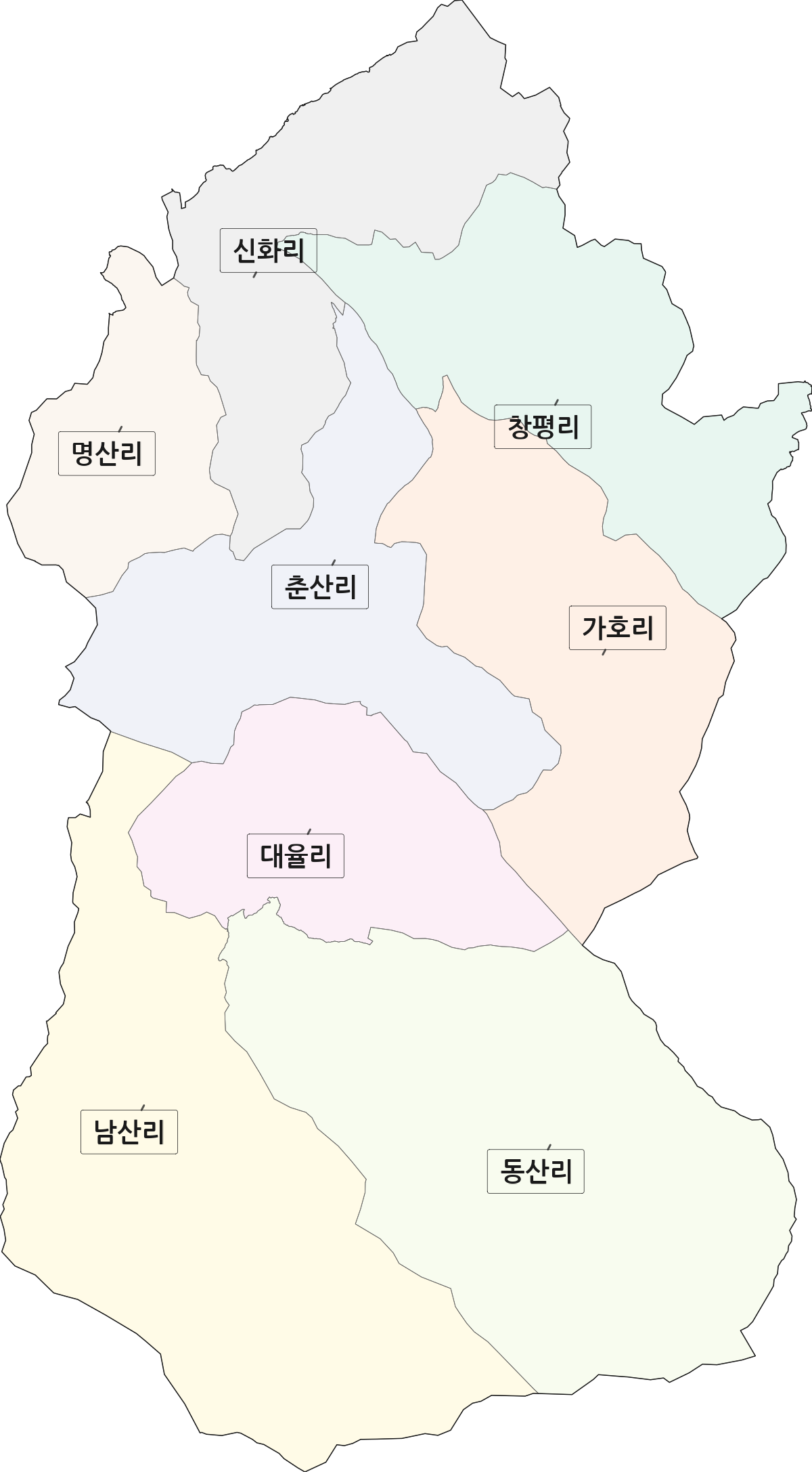 대구광역시 군위군 부계면 법정동 리 구분 행정구역 경계 지도