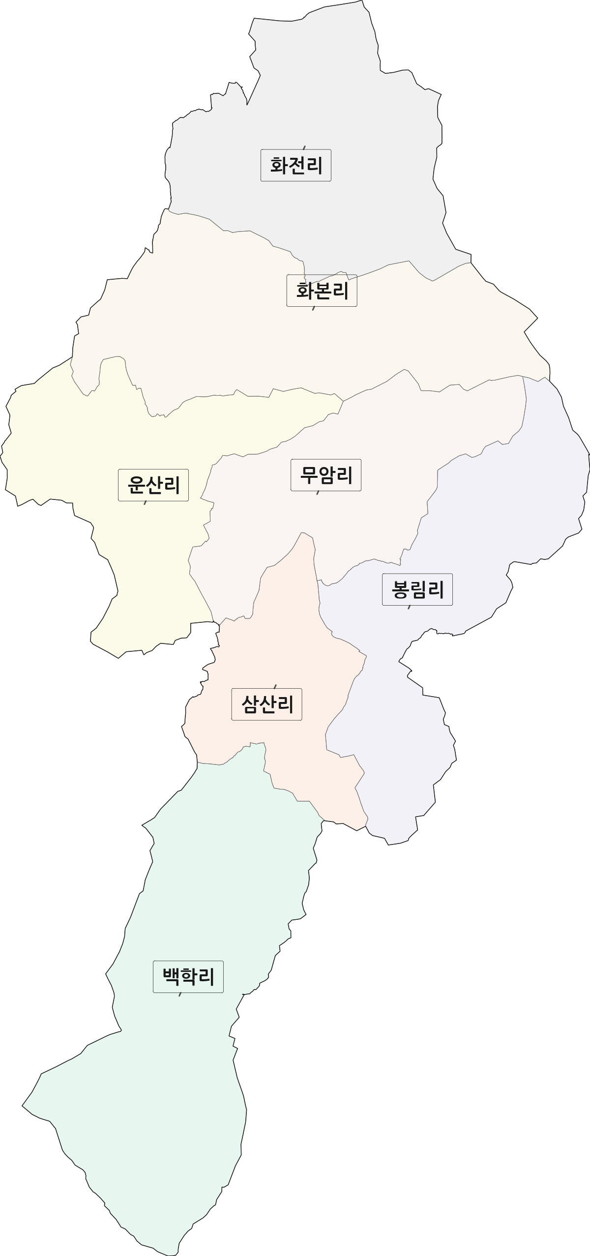 대구광역시 군위군 산성면 법정동 리 구분 행정구역 경계 지도