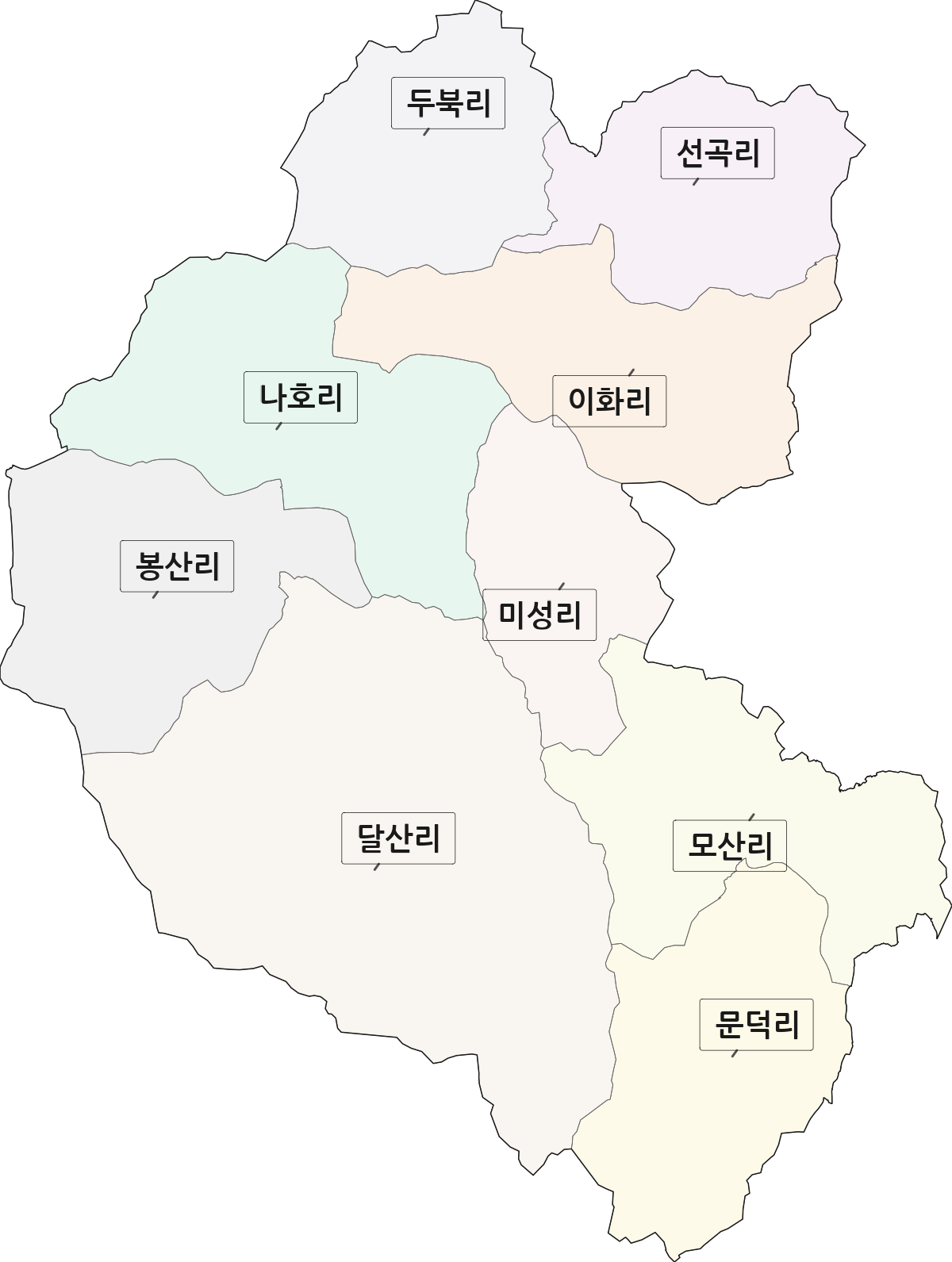 대구광역시 군위군 우보면 법정동 리 구분 행정구역 경계 지도