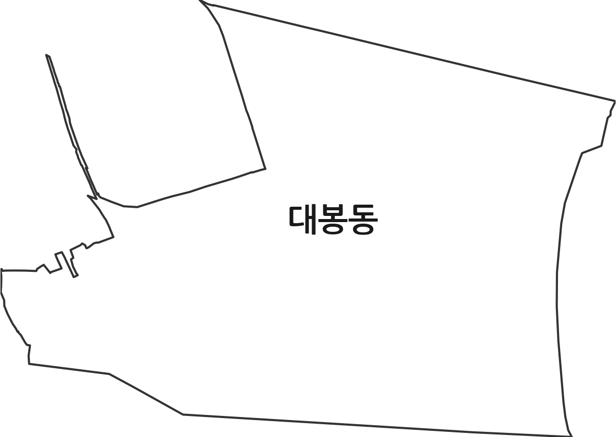 대구광역시 중구 대봉동 법정동 행정구역 경계 지도