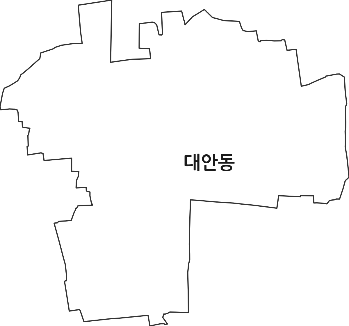 대구광역시 중구 대안동 법정동 행정구역 경계 지도