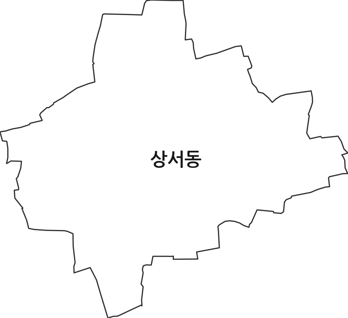 대구광역시 중구 상서동 법정동 행정구역 경계 지도