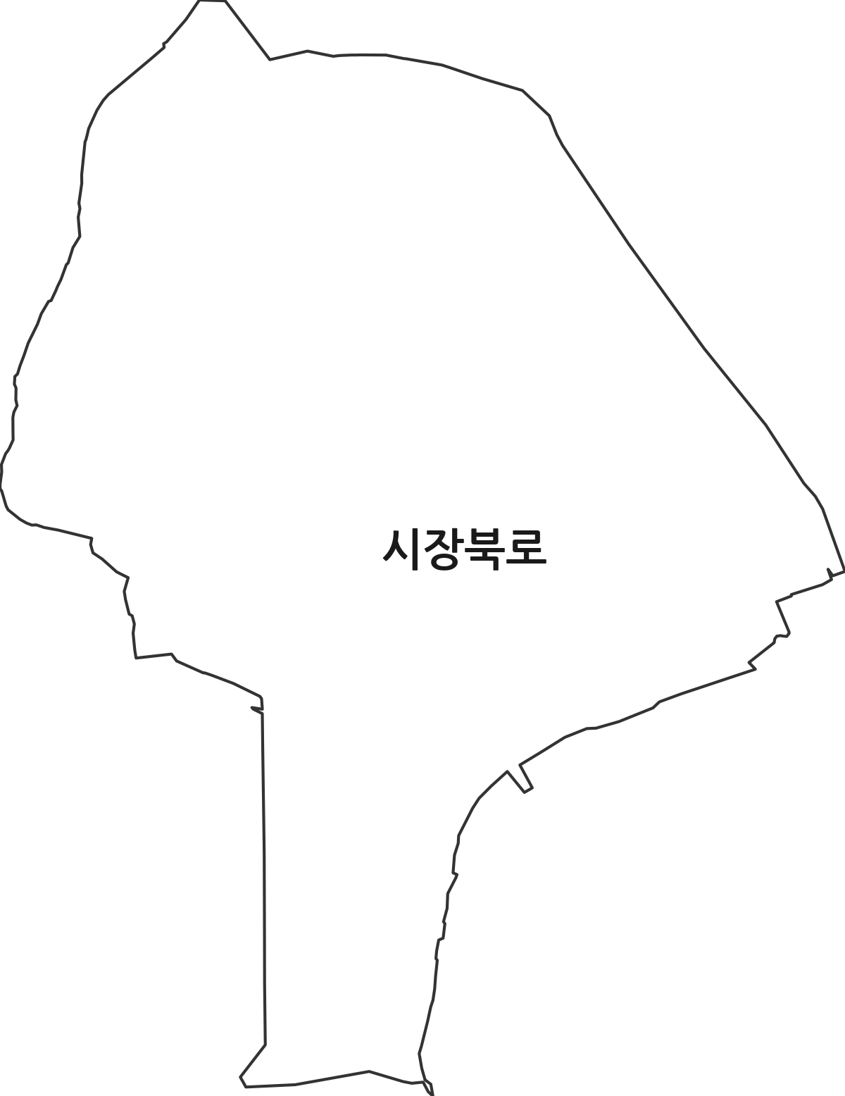 대구광역시 중구 시장북로 법정동 행정구역 경계 지도