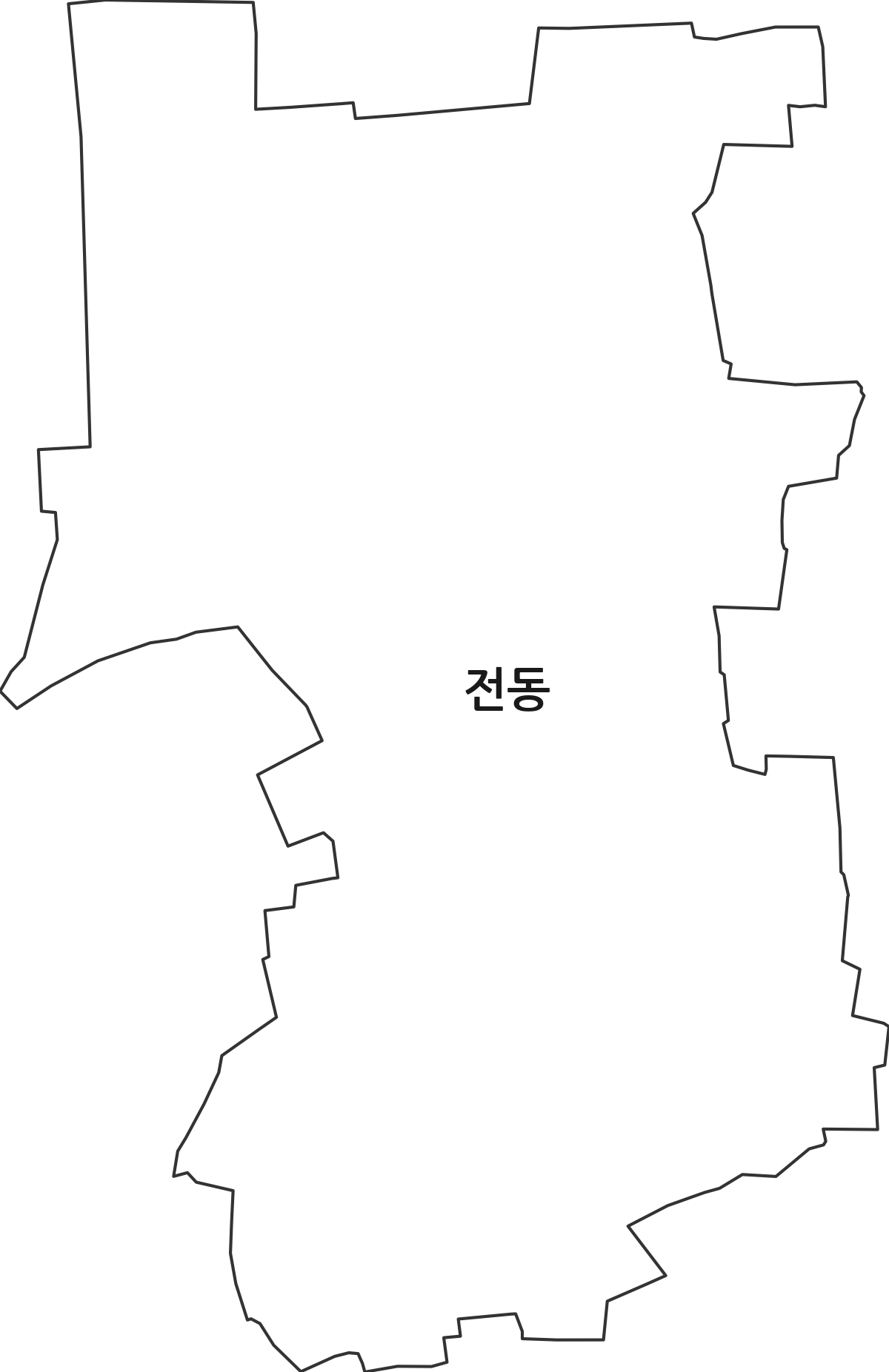 대구광역시 중구 전동 법정동 행정구역 경계 지도