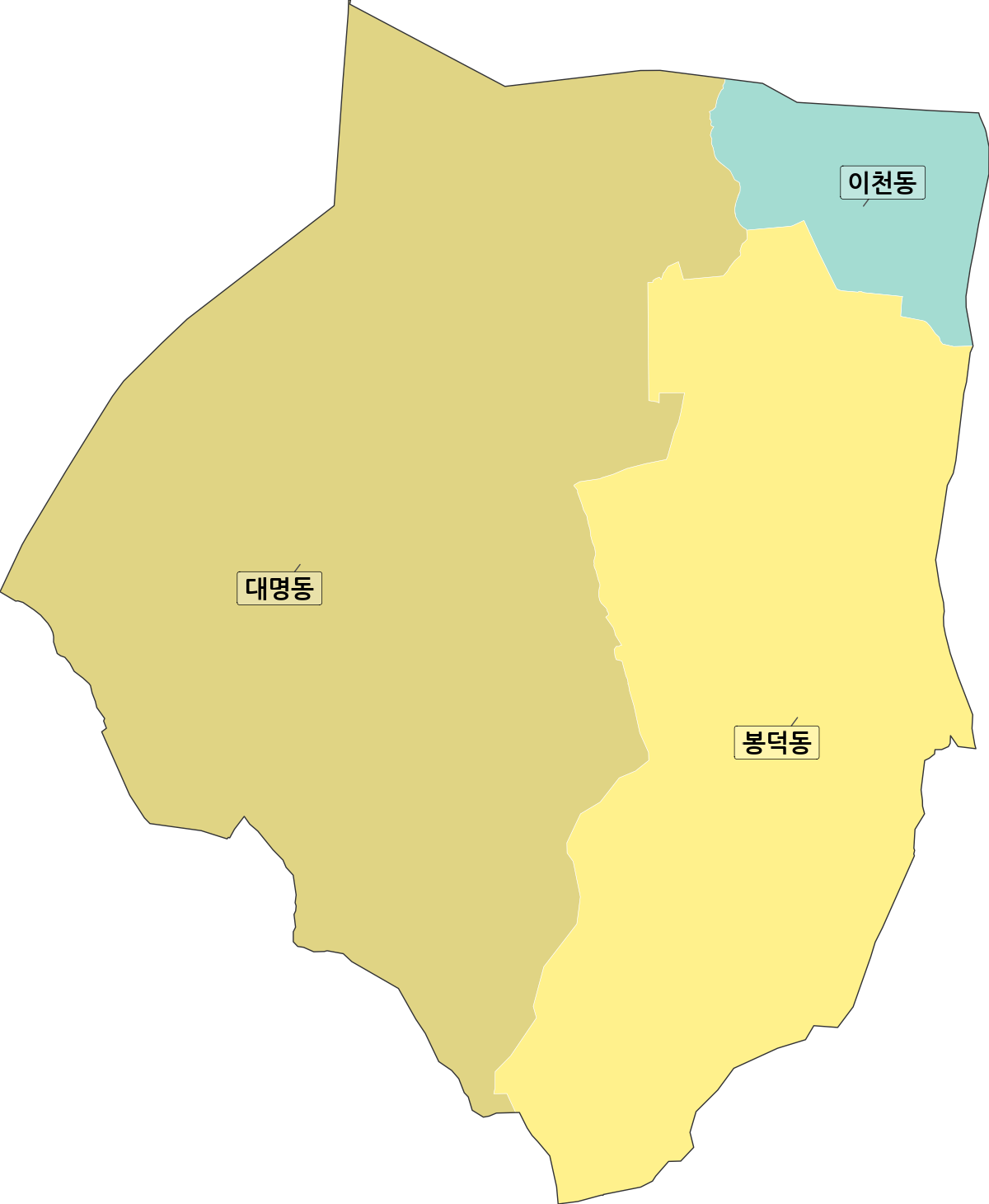 대구광역시 남구 법정동 행정구역 경계 지도
