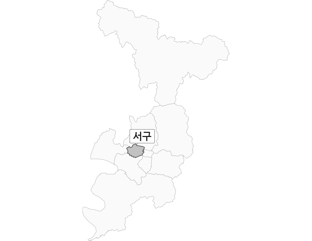 대구광역시 범위 내 서구 행정구역 경계 지도