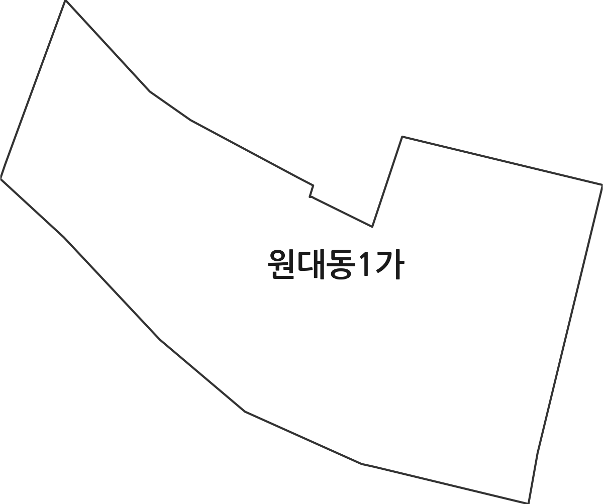 대구광역시 서구 원대동1가 법정동 행정구역 경계 지도