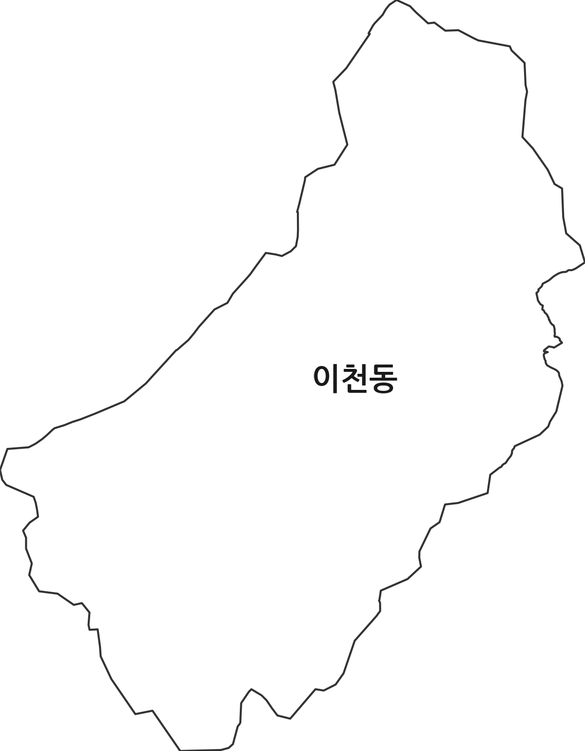 대구광역시 수성구 이천동 법정동 행정구역 경계 지도
