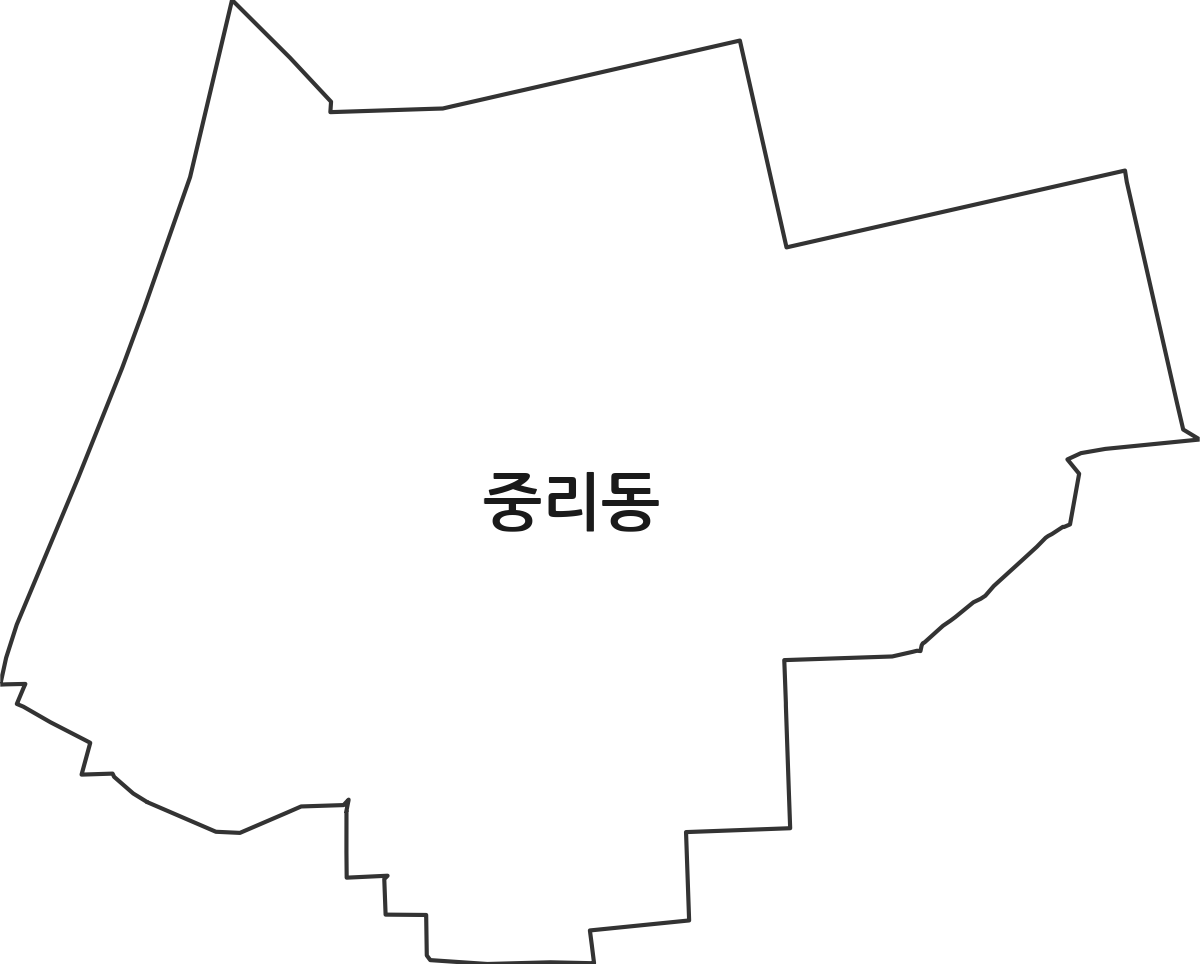 대전광역시 대덕구 중리동 행정동 행정구역 경계 지도