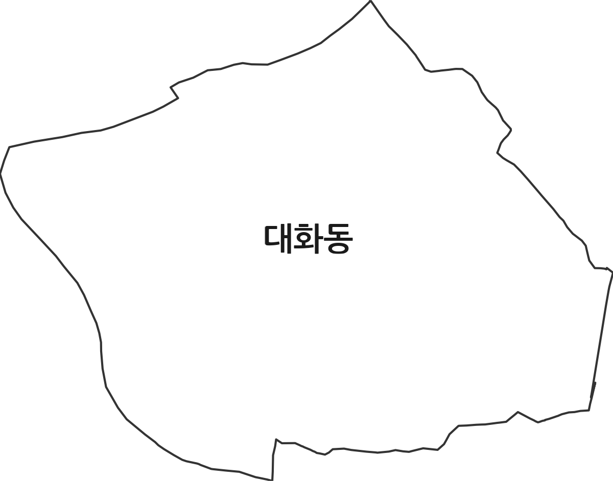 대전광역시 대덕구 대화동 법정동 행정구역 경계 지도