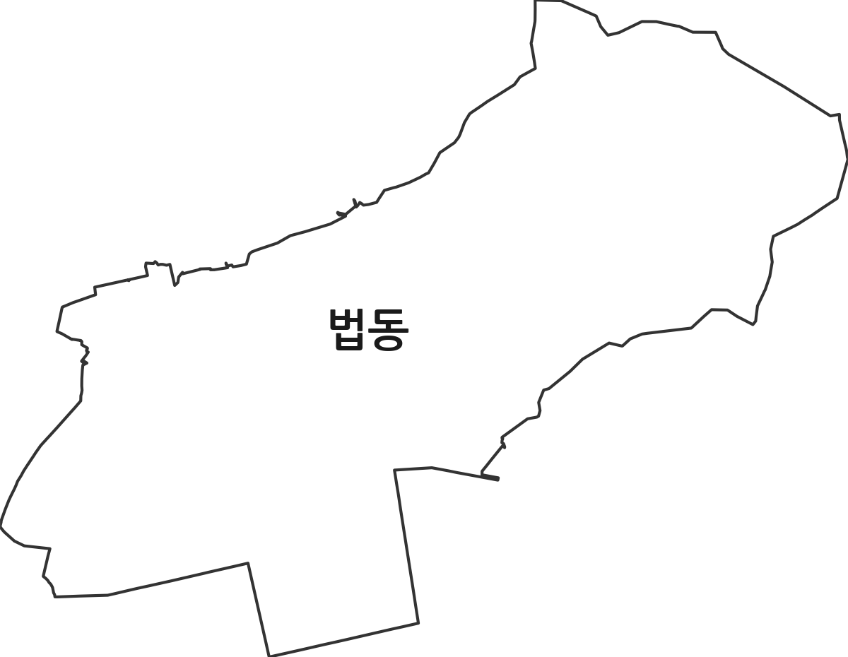 대전광역시 대덕구 법동 법정동 행정구역 경계 지도