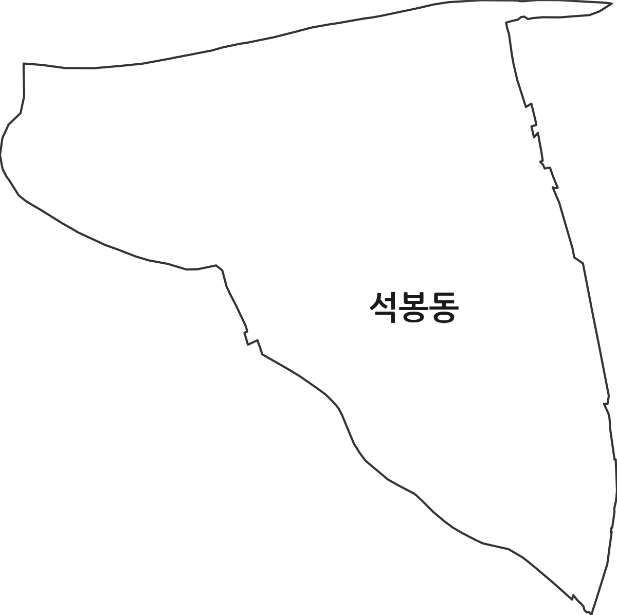 대전광역시 대덕구 석봉동 법정동 행정구역 경계 지도