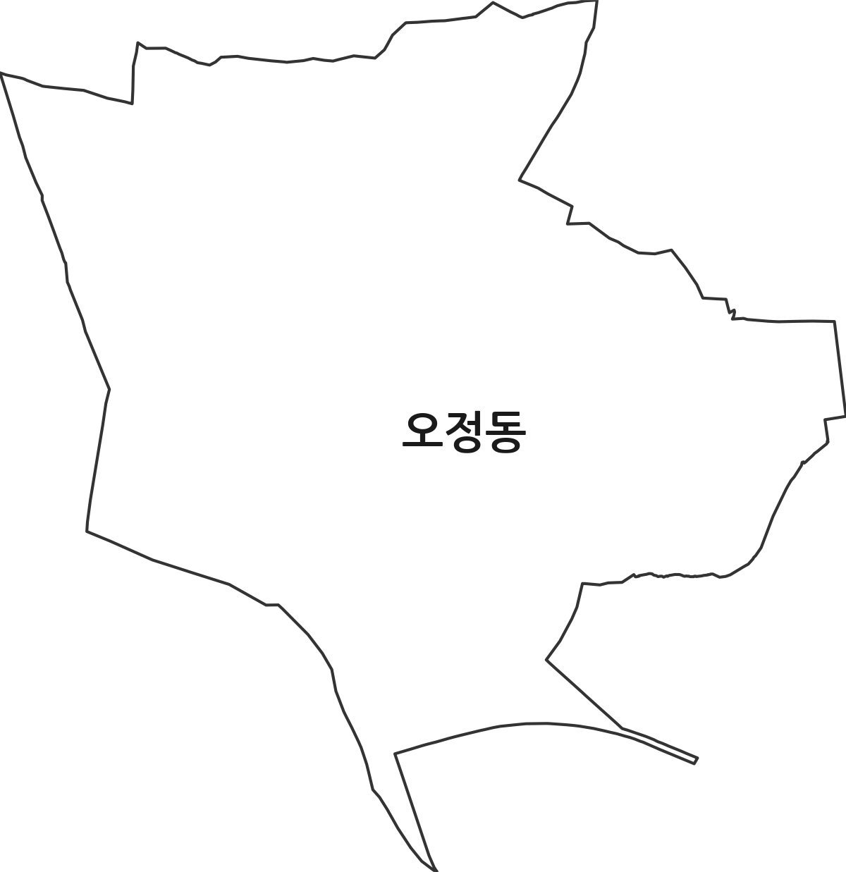 대전광역시 대덕구 오정동 법정동 행정구역 경계 지도