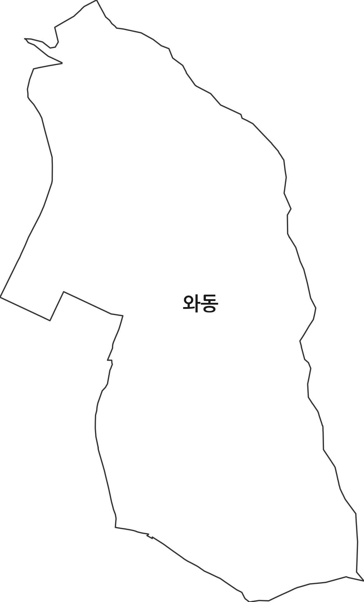 대전광역시 대덕구 와동 법정동 행정구역 경계 지도