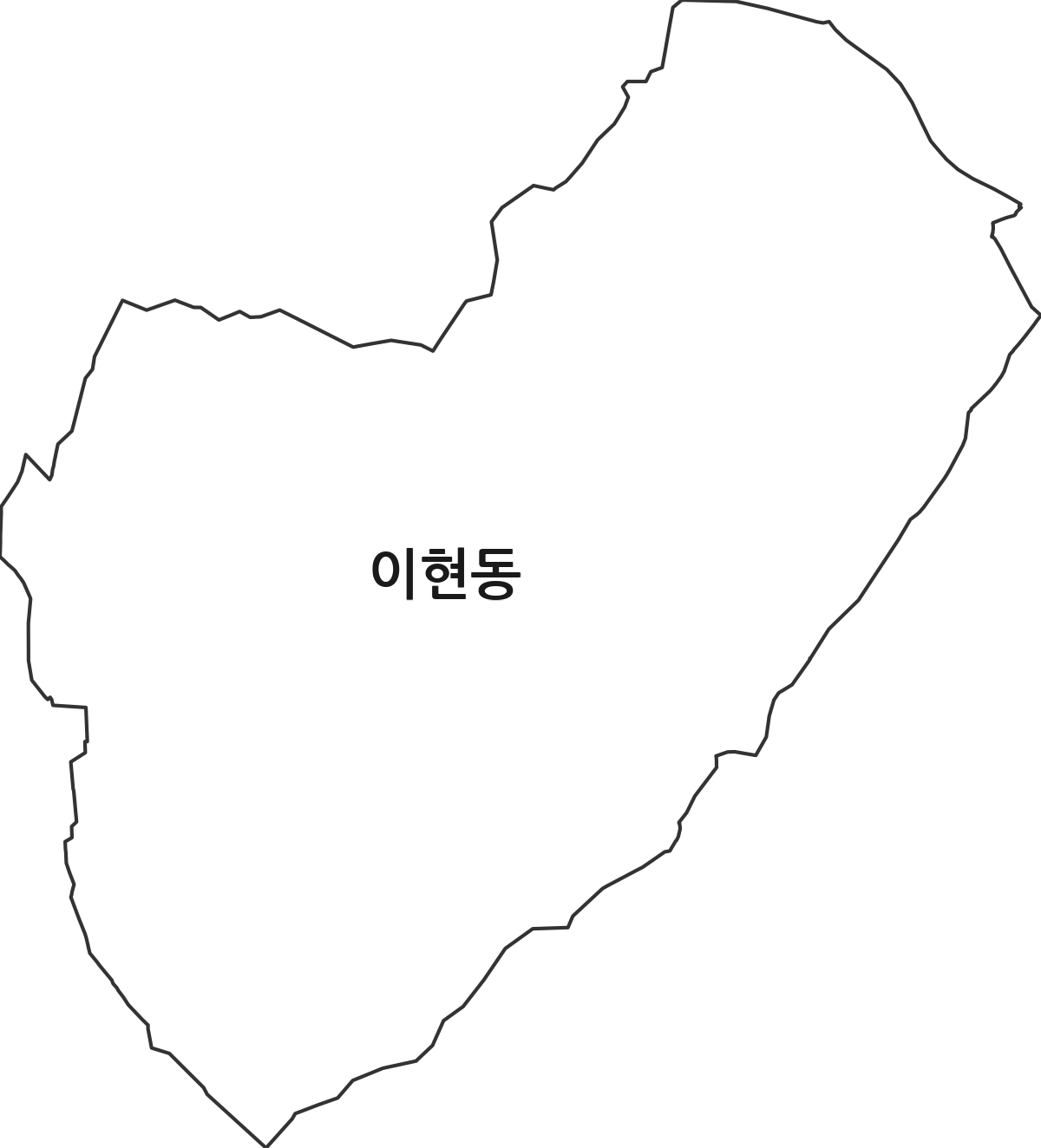 대전광역시 대덕구 이현동 법정동 행정구역 경계 지도