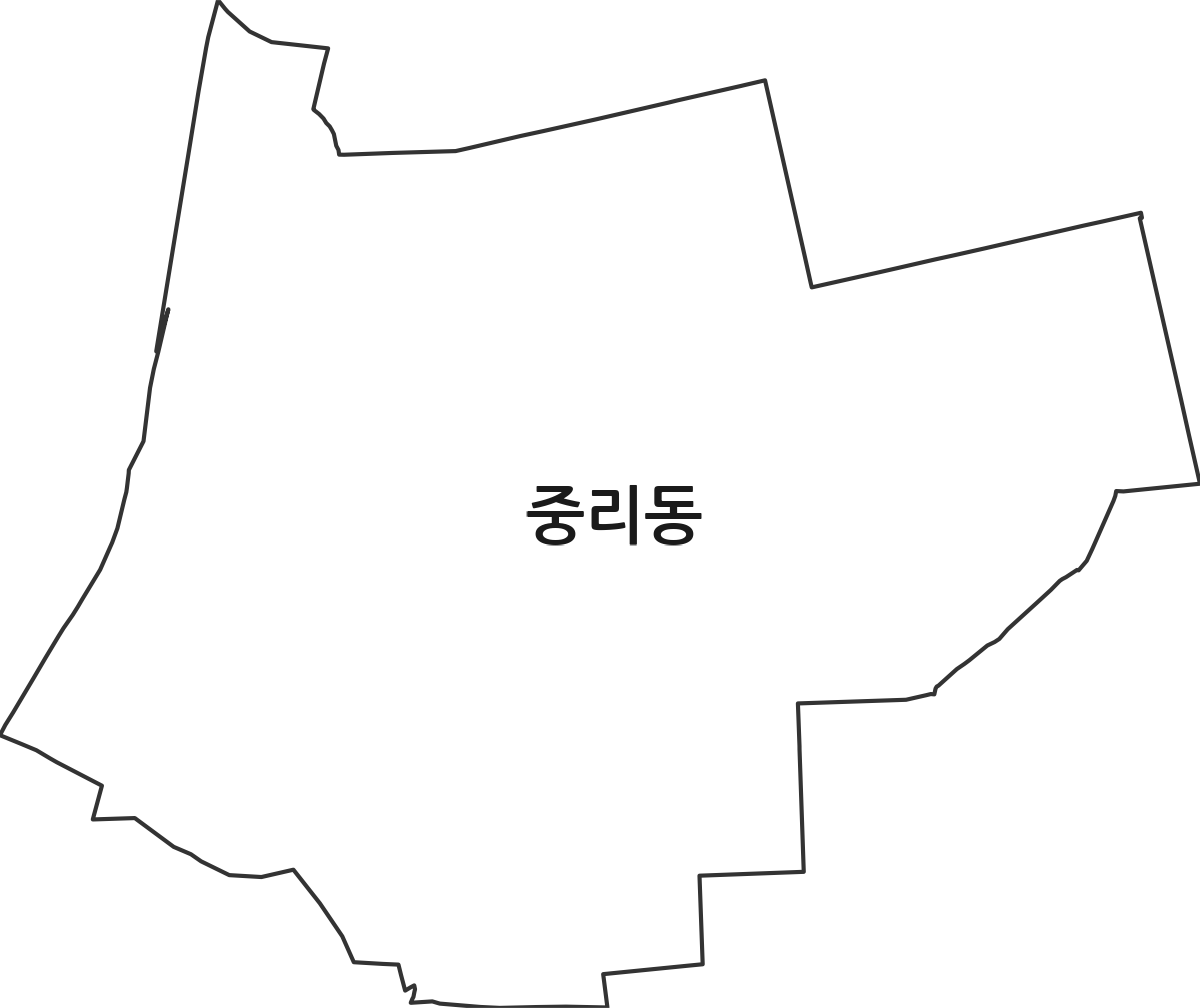 대전광역시 대덕구 중리동 법정동 행정구역 경계 지도