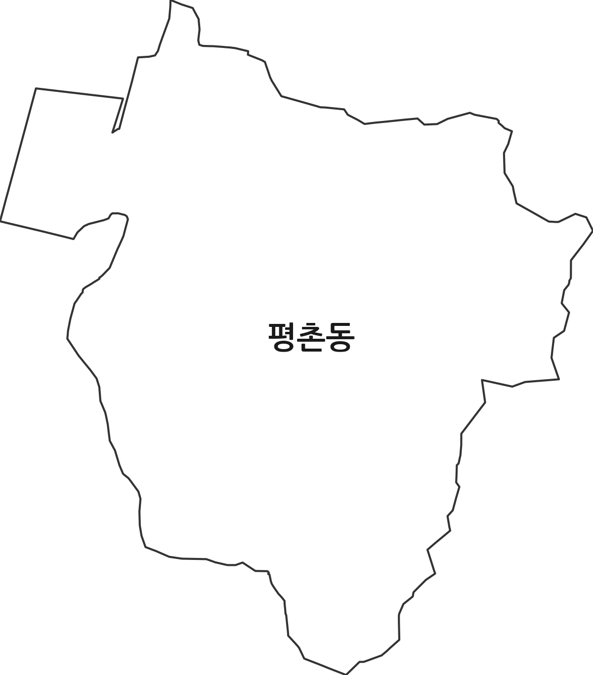 대전광역시 대덕구 평촌동 법정동 행정구역 경계 지도