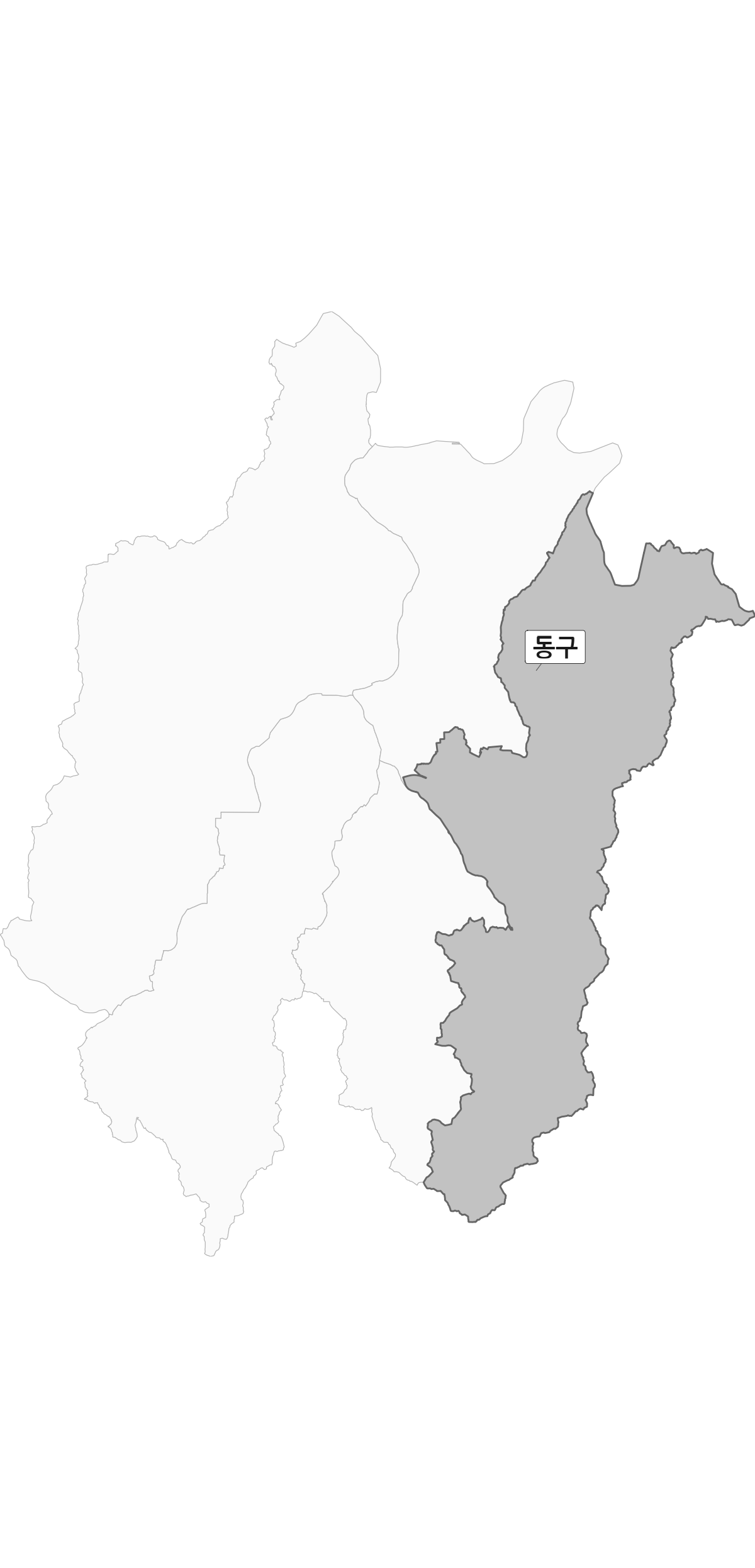 대전광역시 범위 내 동구 행정구역 경계 지도