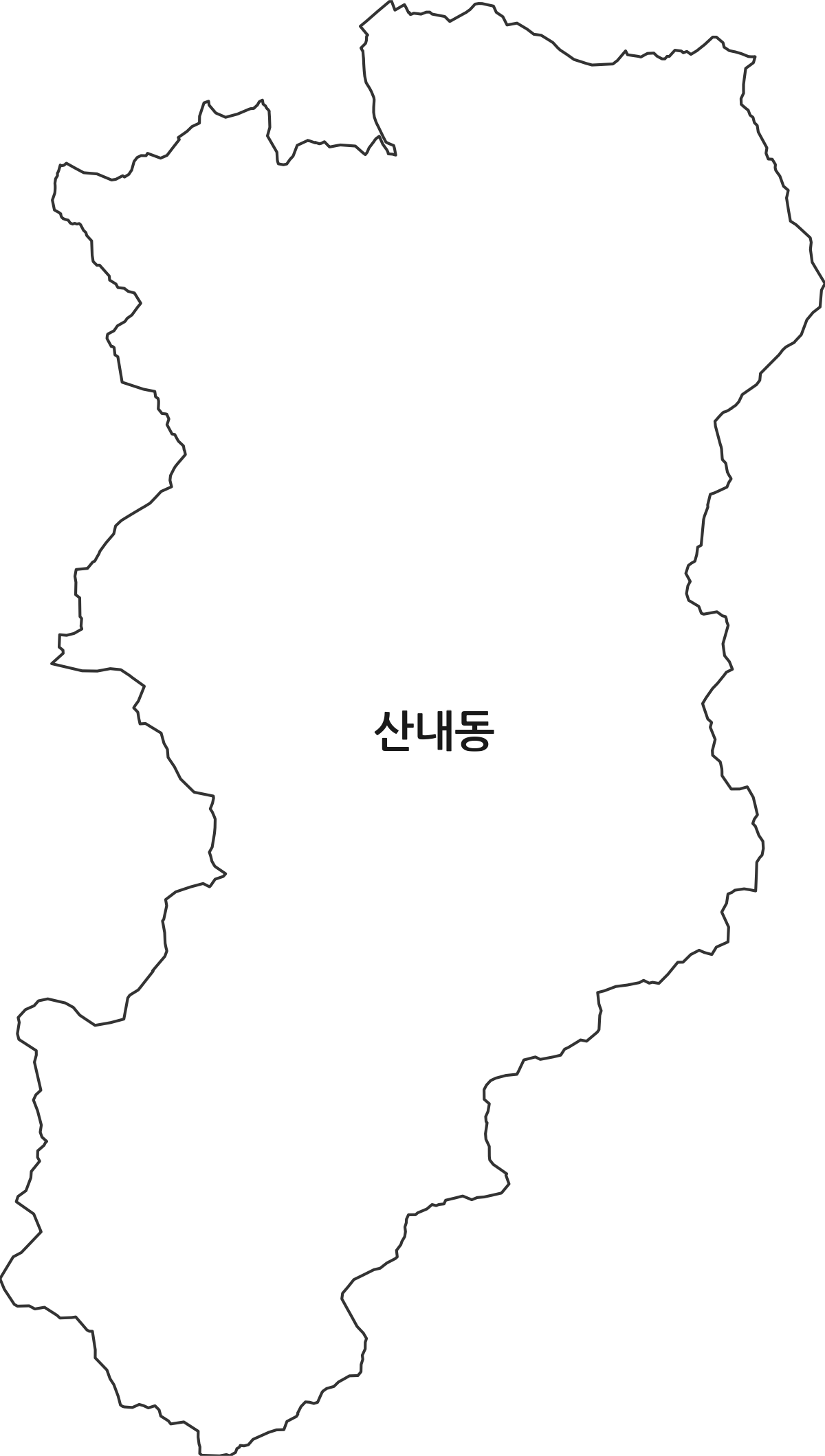대전광역시 동구 산내동 행정동 행정구역 경계 지도