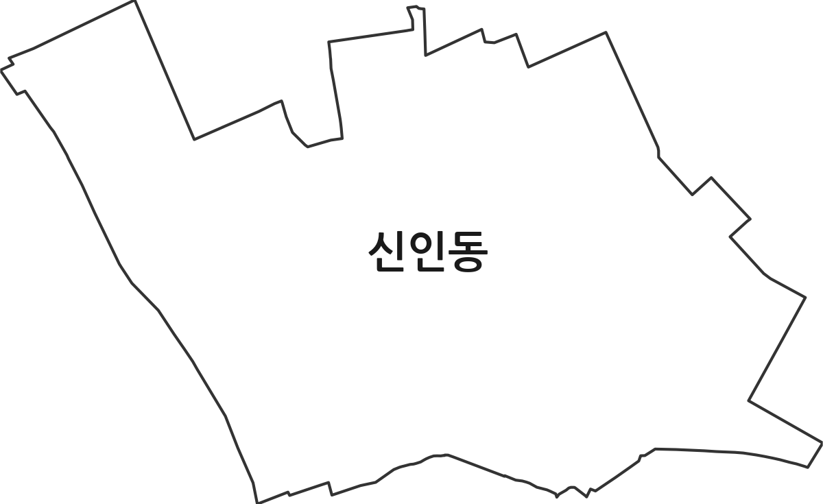 대전광역시 동구 신인동 행정동 행정구역 경계 지도