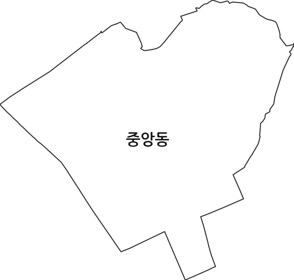 대전광역시 동구 중앙동 행정동 행정구역 경계 지도