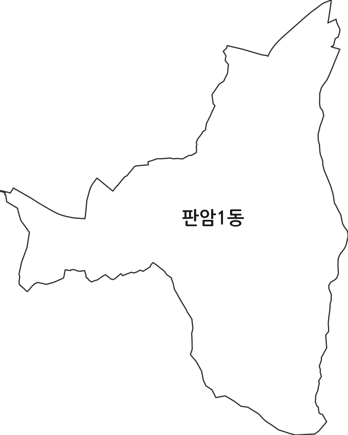 대전광역시 동구 판암1동 행정동 행정구역 경계 지도