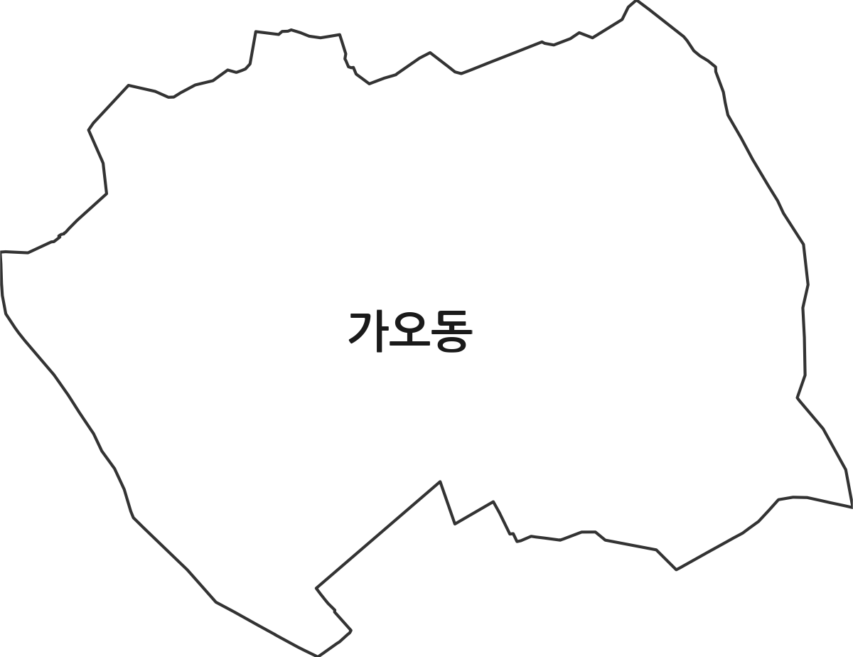 대전광역시 동구 가오동 법정동 행정구역 경계 지도