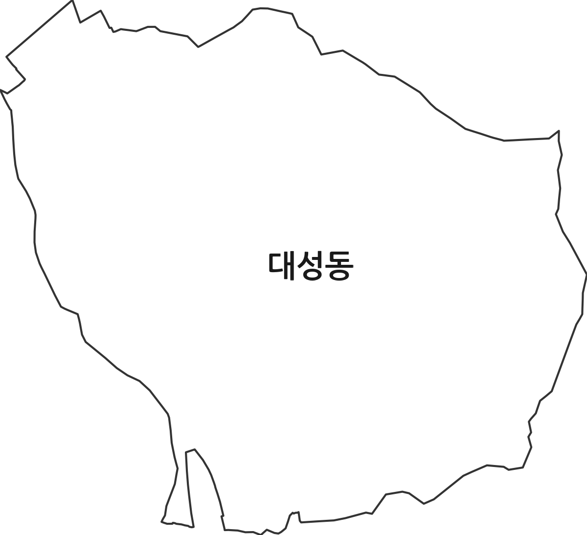 대전광역시 동구 대성동 법정동 행정구역 경계 지도