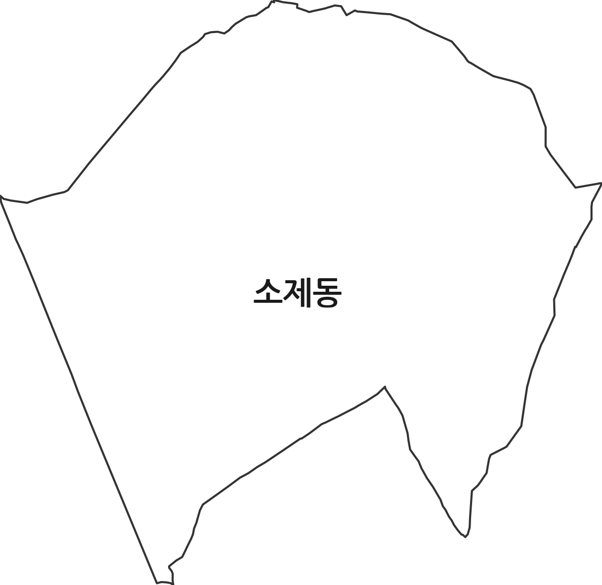 대전광역시 동구 소제동 법정동 행정구역 경계 지도
