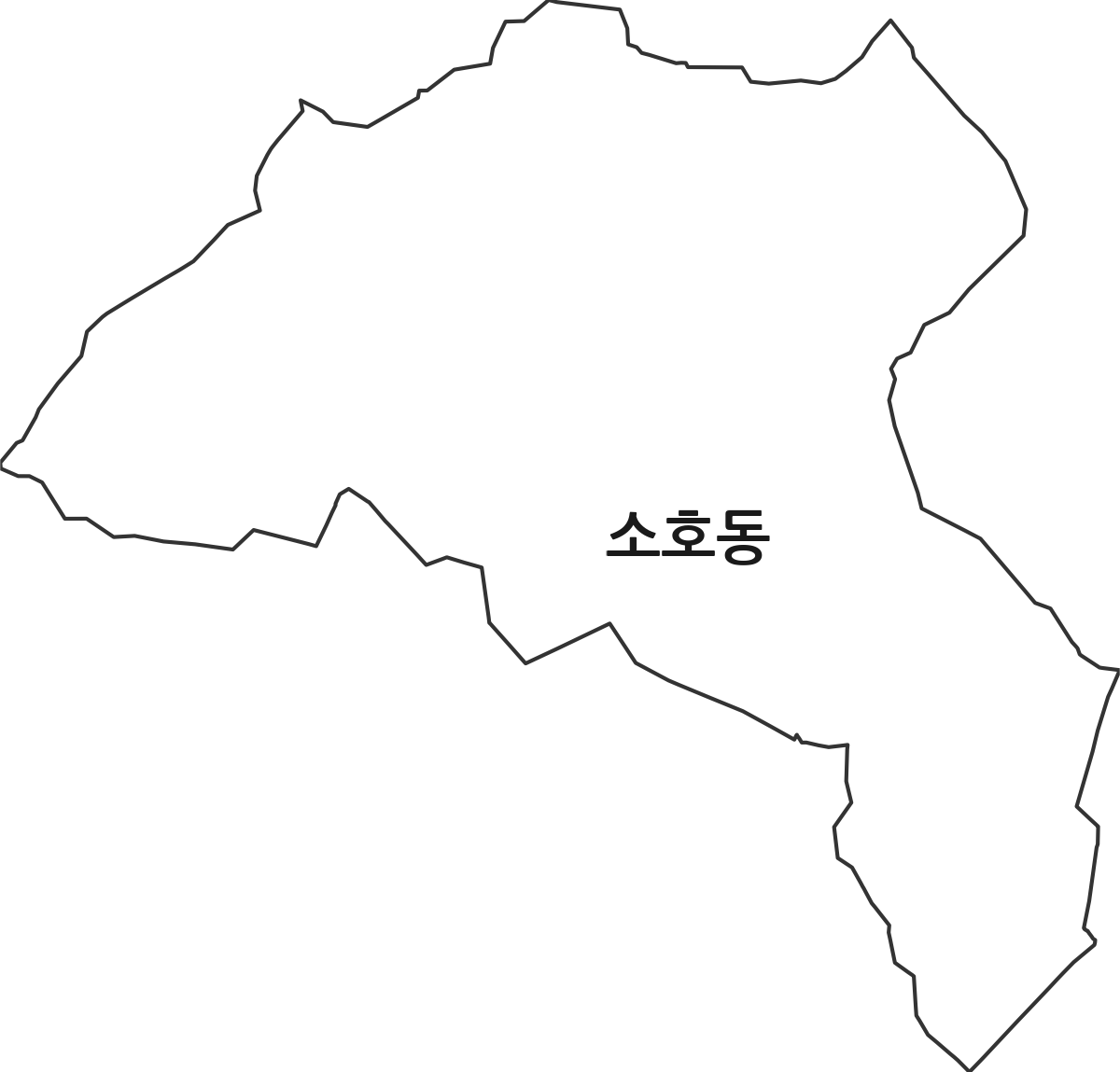 대전광역시 동구 소호동 법정동 행정구역 경계 지도