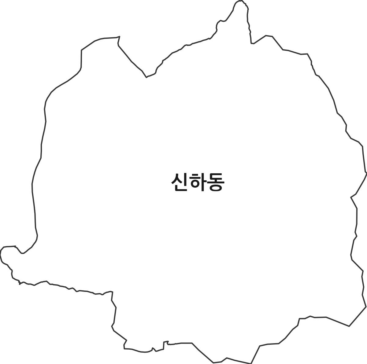 대전광역시 동구 신하동 법정동 행정구역 경계 지도