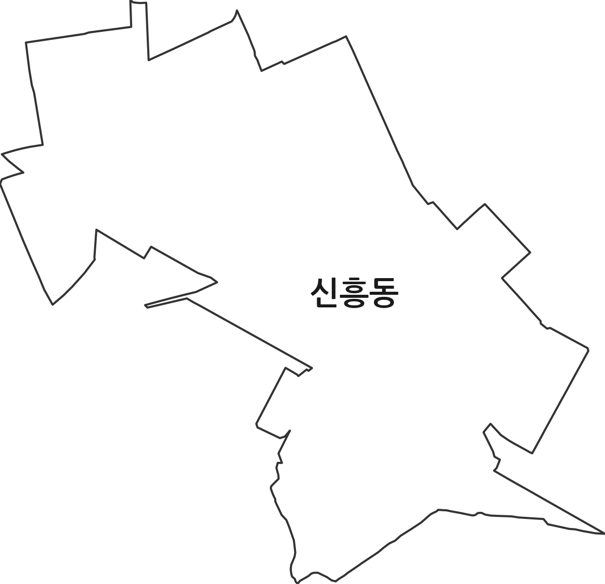 대전광역시 동구 신흥동 법정동 행정구역 경계 지도